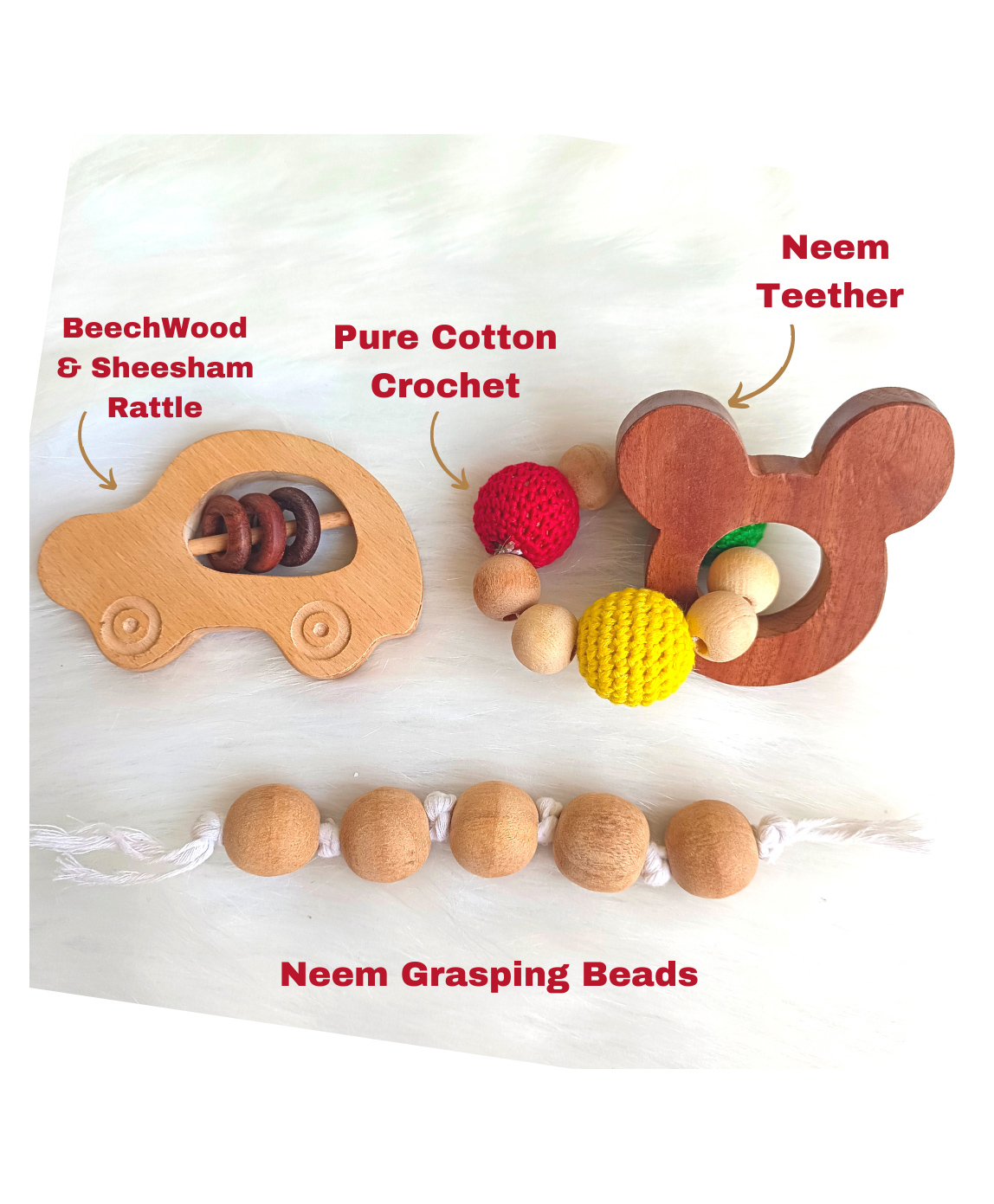 Taruh Kids Wooden baby Teether Rattle Combo Mickey & Car-image-46