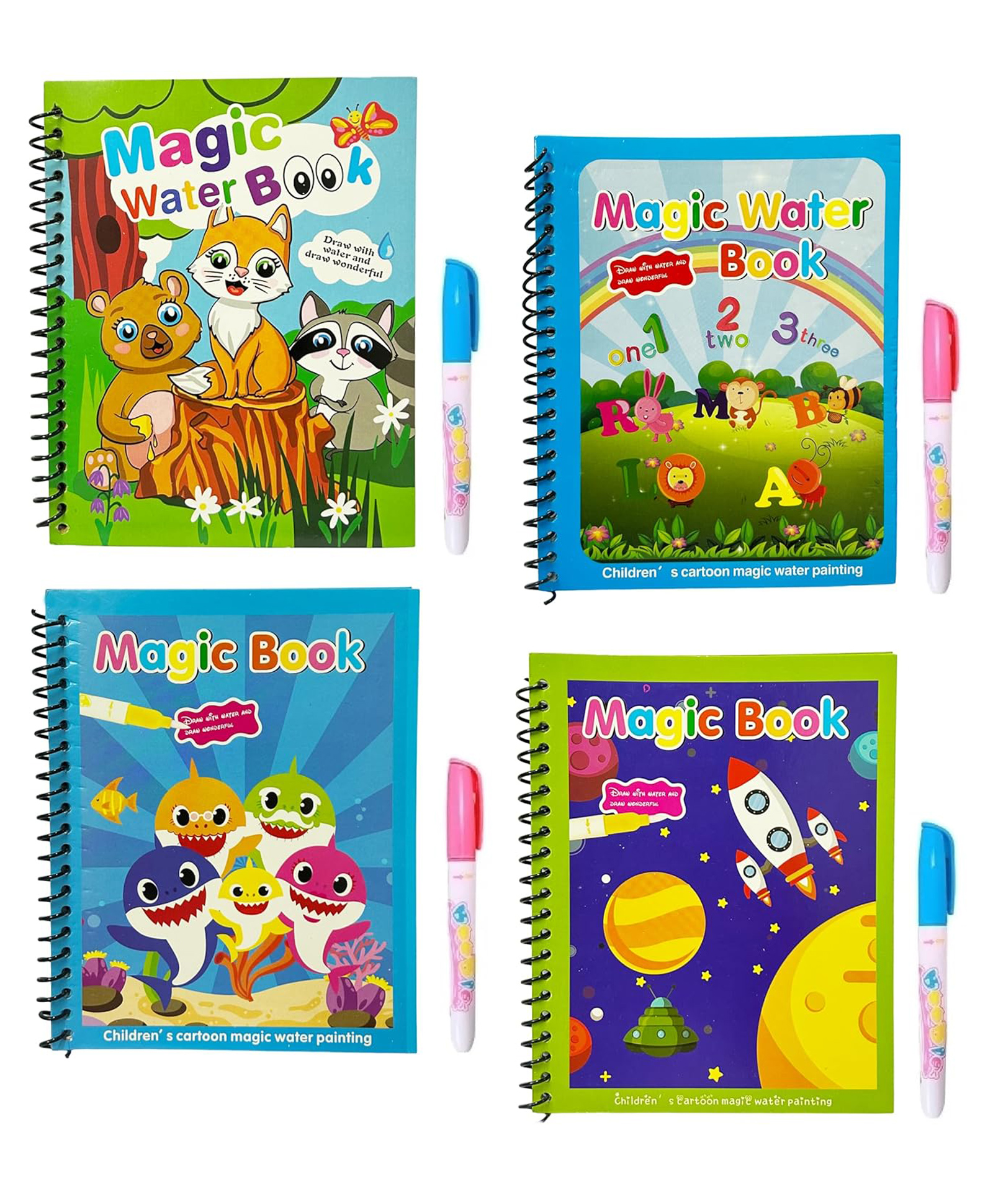 Muren Drawing Magic Water Coloring Reusable Book Pack of 4 (Random Design)-picture-23