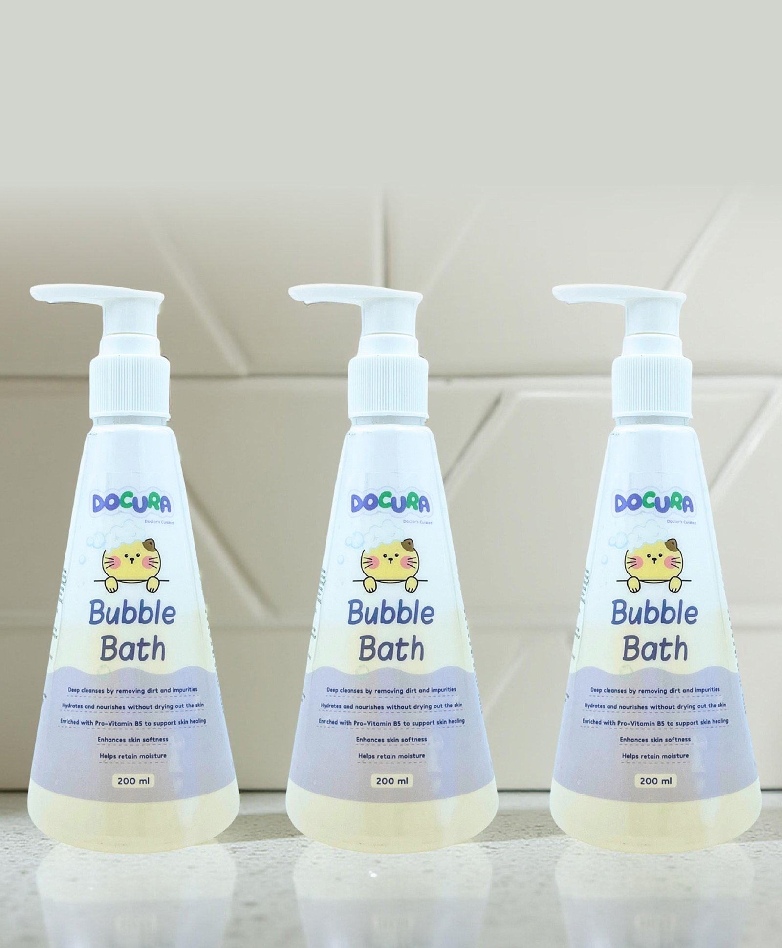 Docura Bubble Bath | Baby Body Wash | Bubble Bath to Hydrate Baby Skin | 200 ml (Pack of 3)-image-11