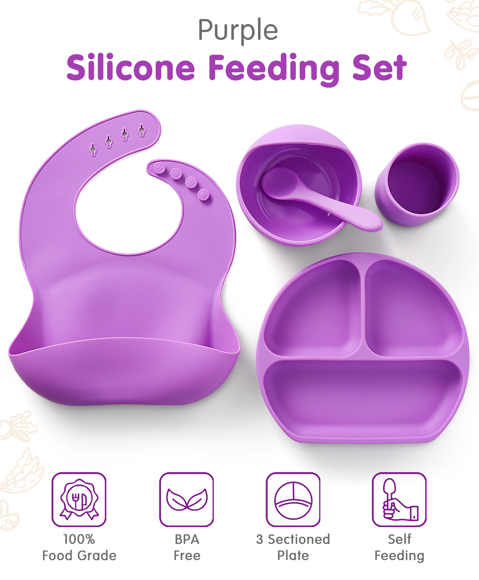 fab n funky Silicone Feeding Set - Purple-picture-18