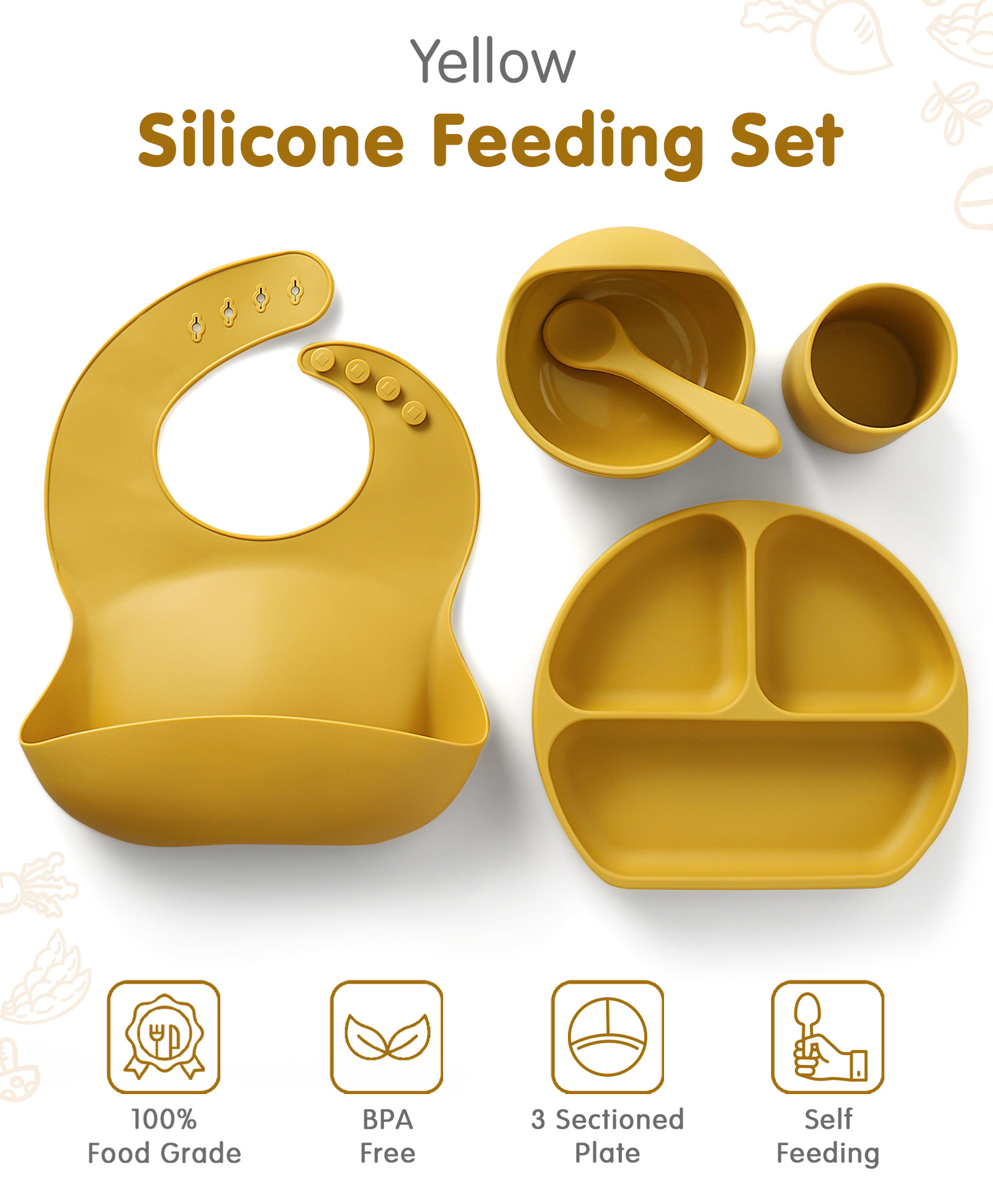 Silicone Feeding Set - Yellow