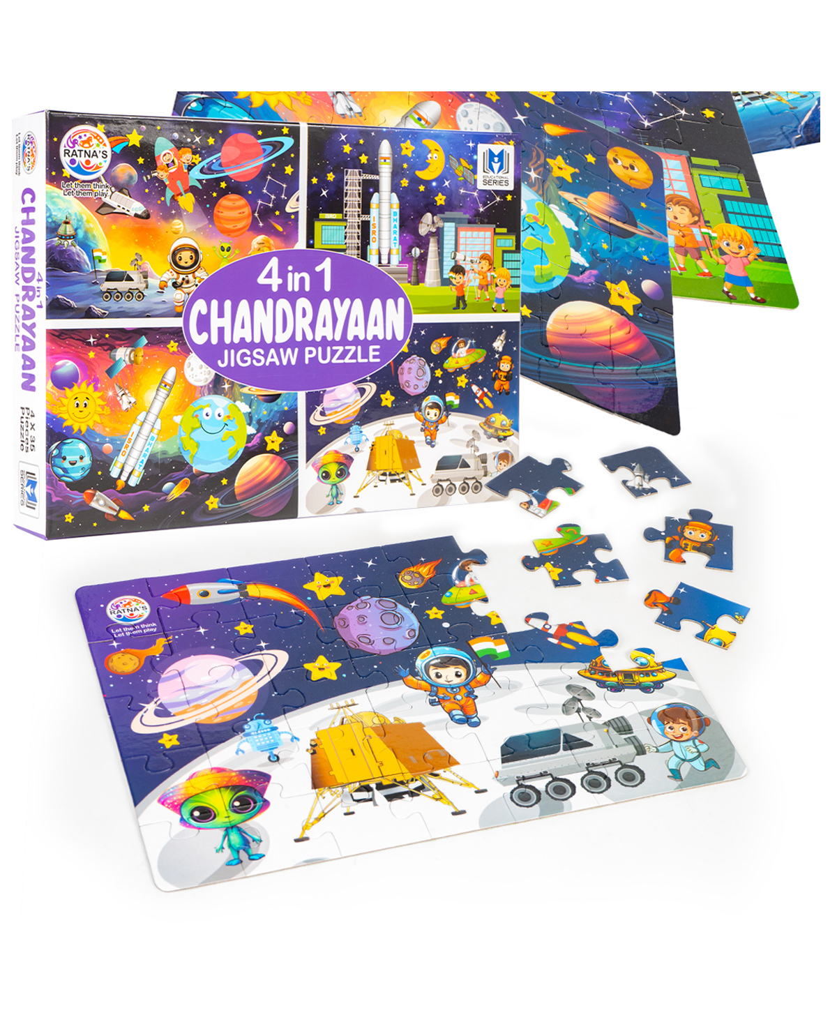 Ratnas 4 in 1 Chandrayaan  Jigsaw Puzzle Multicolour -  35 Pieces Each-image-43