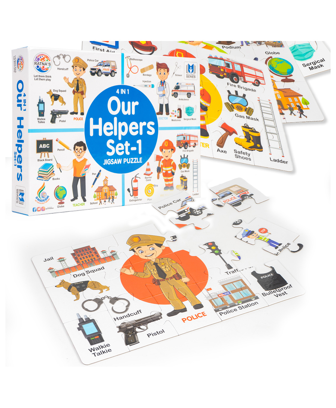 Ratnas 4 in 1 Our Helpers Set Jigsaw Puzzles Multicolour - 15 Pieces Each-picture-27