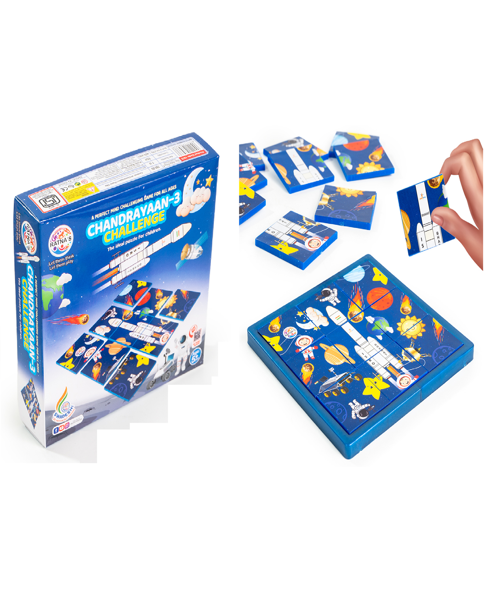 Ratnas Chandrayaan 3 Challenge Board Puzzle Blue - 10 Pieces-image-19