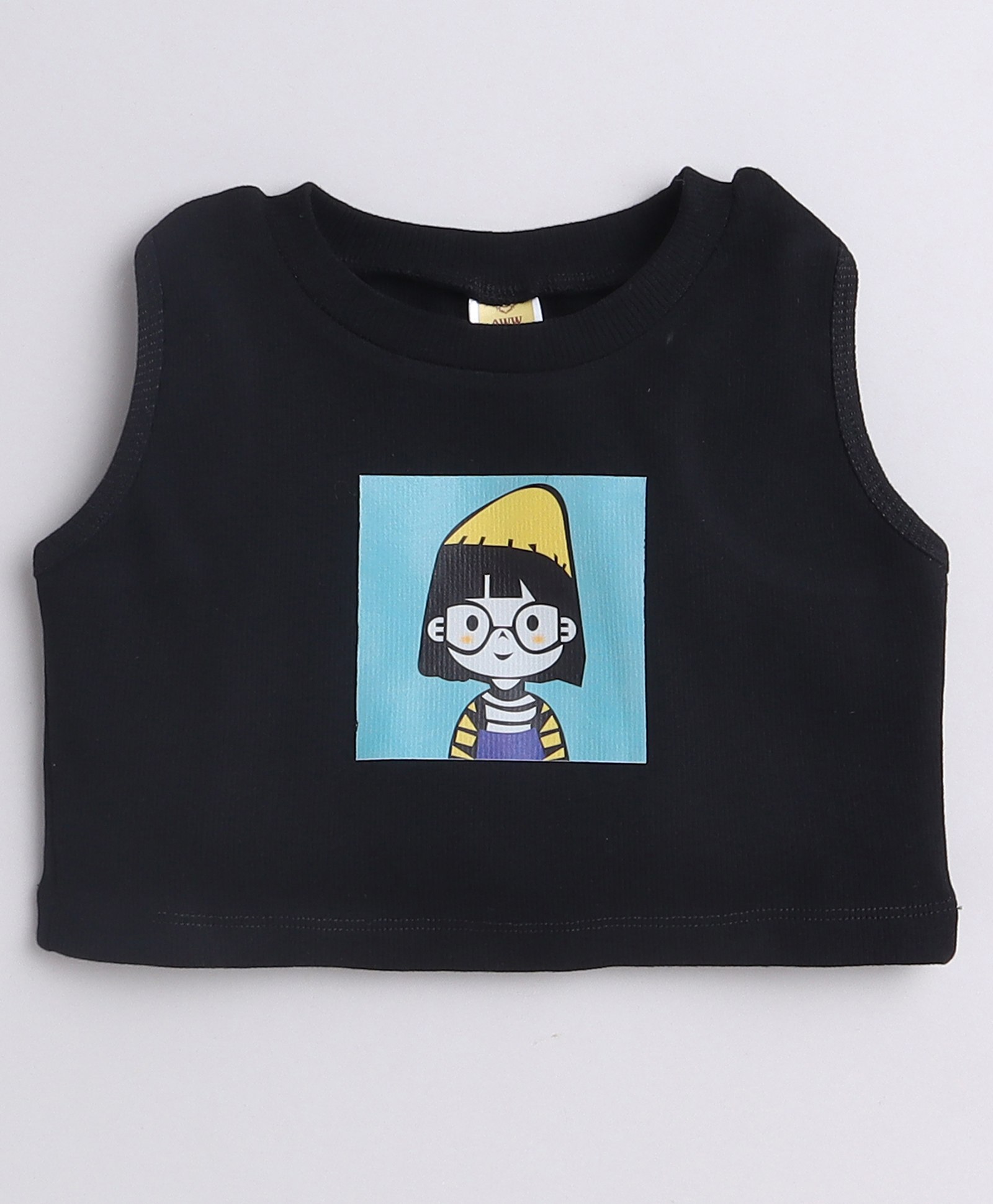 Aww Hunnie Knitted Sleeveless Girl Printed Tank Top - Black-picture-10