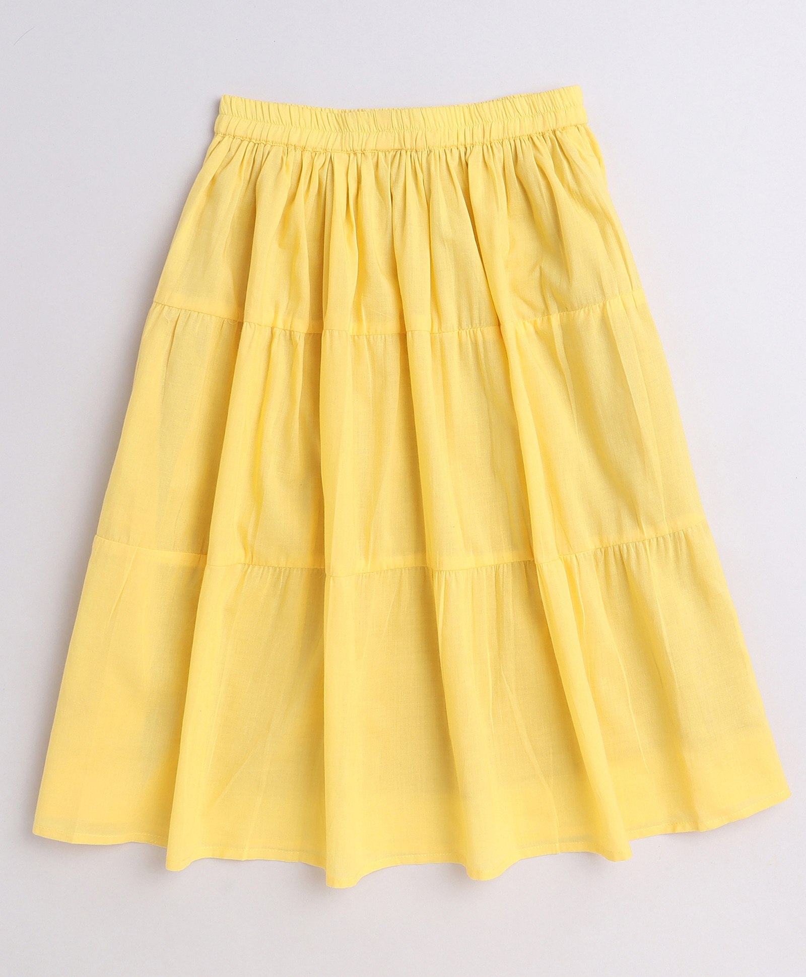 Aww Hunnie 100% Cotton Solid Tiered Skirt - Yellow-picture-44