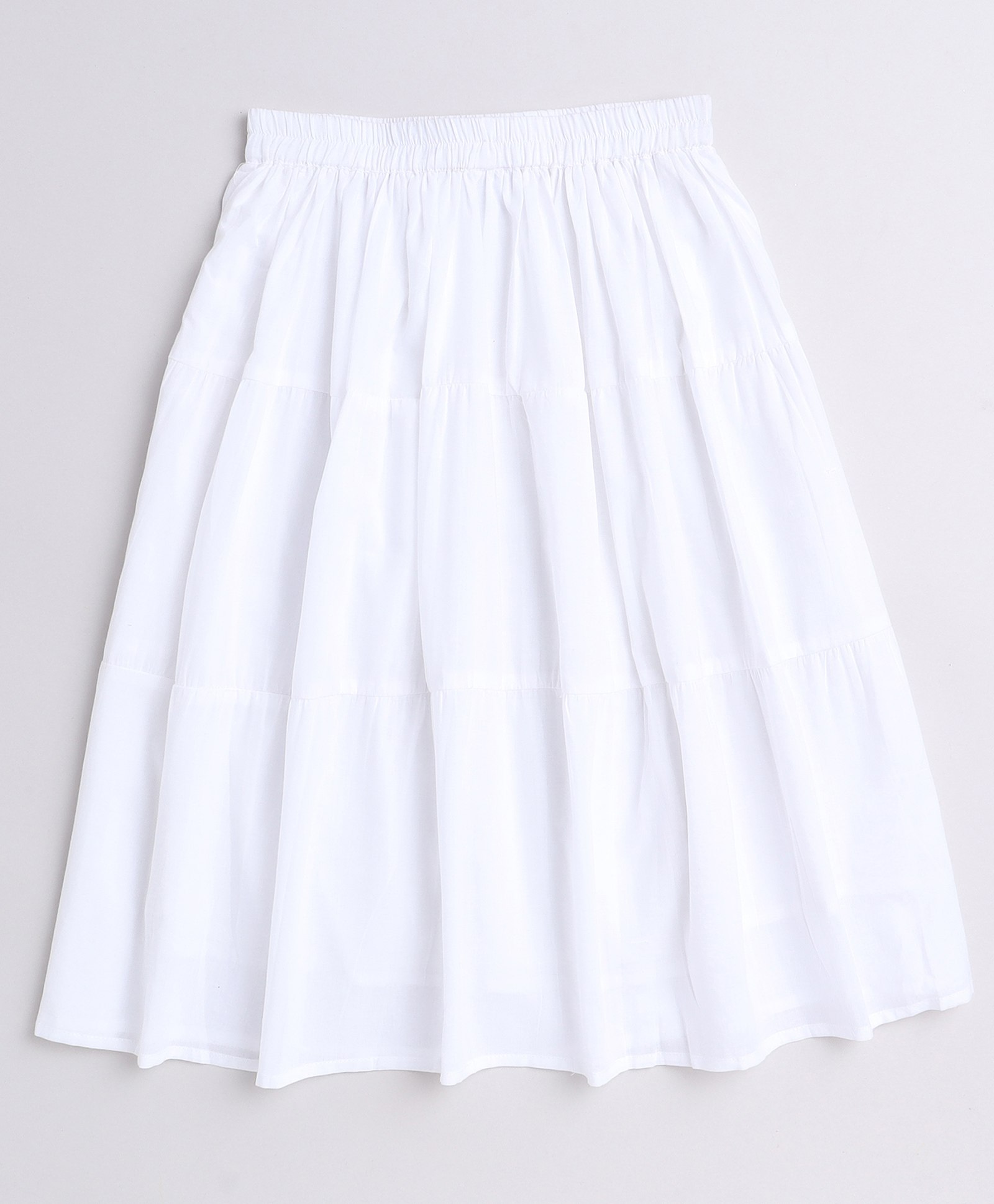Aww Hunnie 100% Cotton Solid Tiered Skirt - White-picture-28