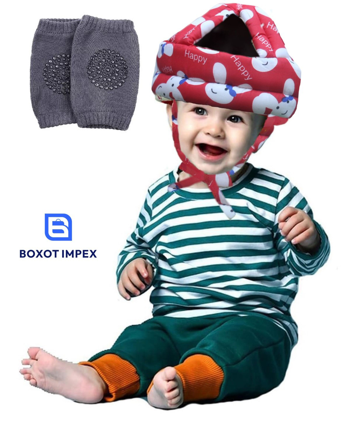 BOXOT IMPEX Adjustable Cushioned Baby Safety Helmet with knee pad (color may vary)-image-5