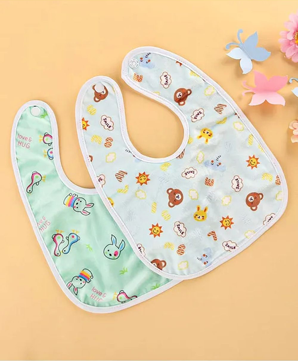 BOXOT IMPEX Feeding Bibs With Snap Button Closure Pack of 2 - Multicolour-picture-26
