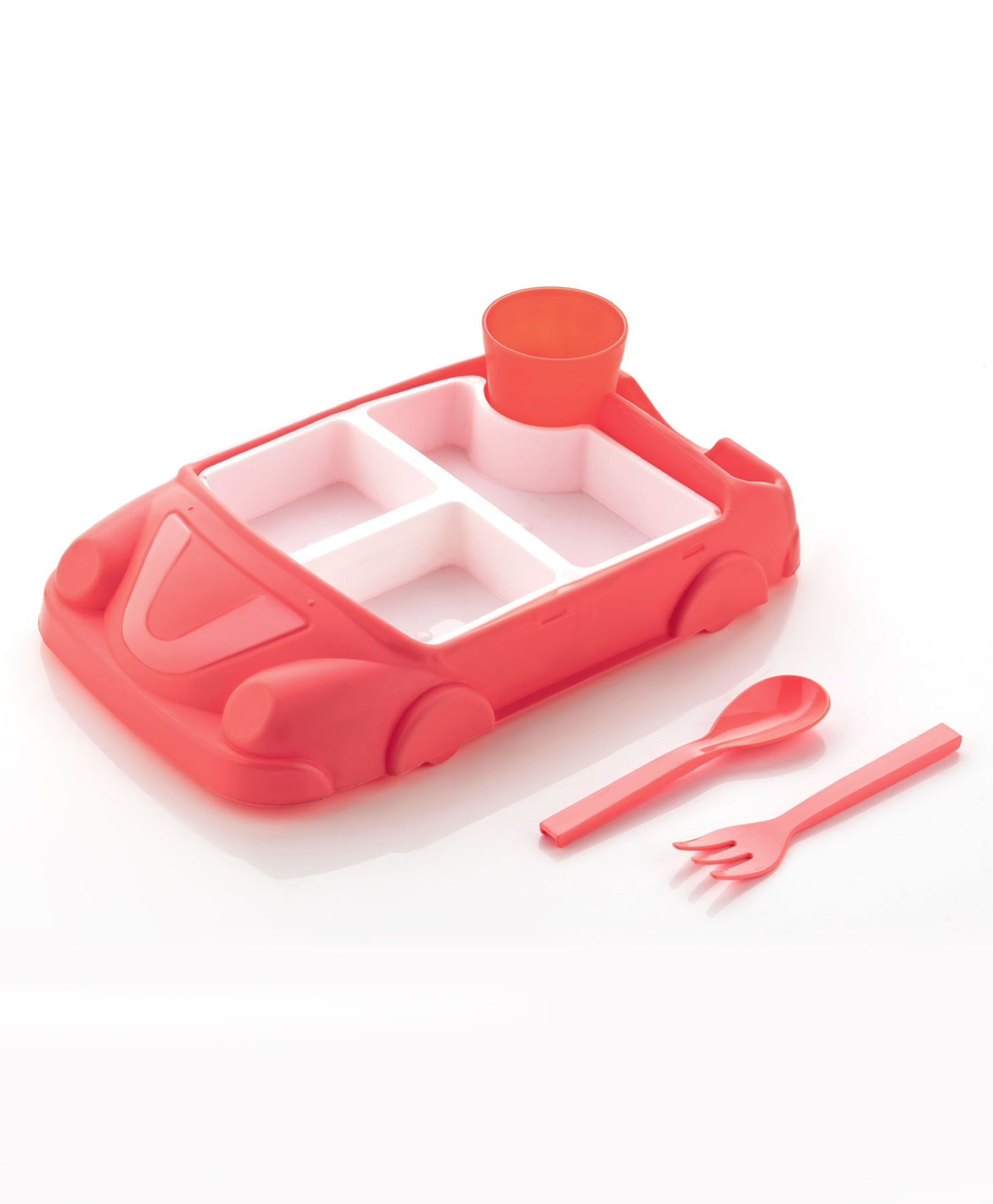 BitFeex Plastic Car Dish set Lunch Dinner Set Creative car Shape-Pink-image-47