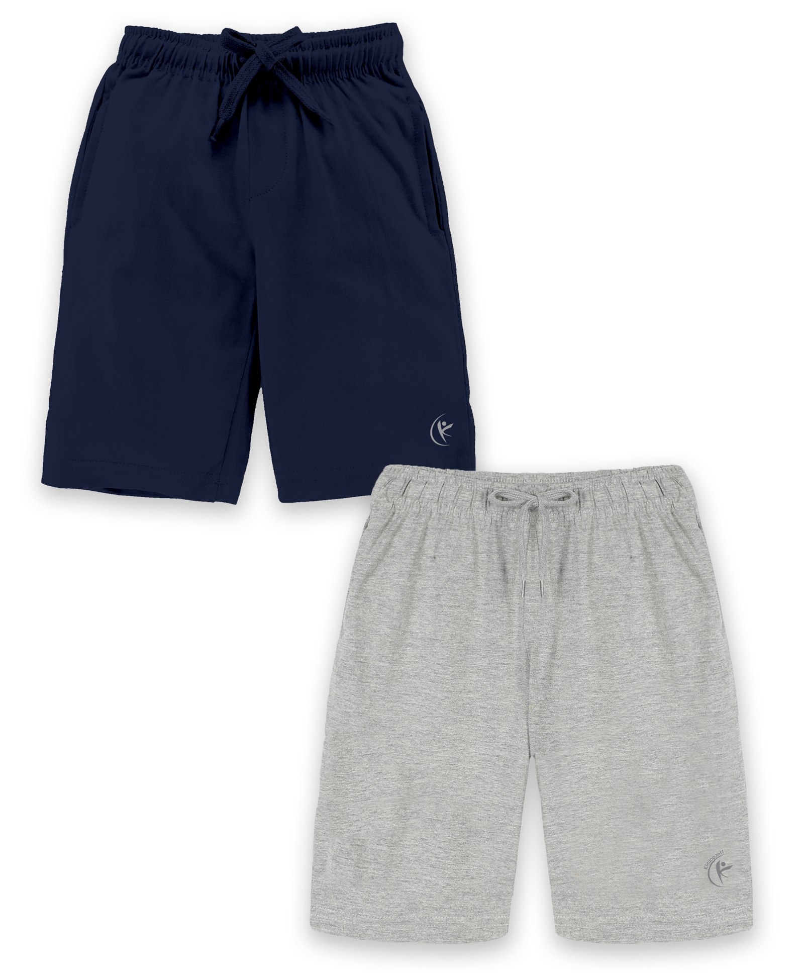 Kiddopanti Pack Of 2 Solid Shorts - Navy Blue & Melange Grey-picture-25