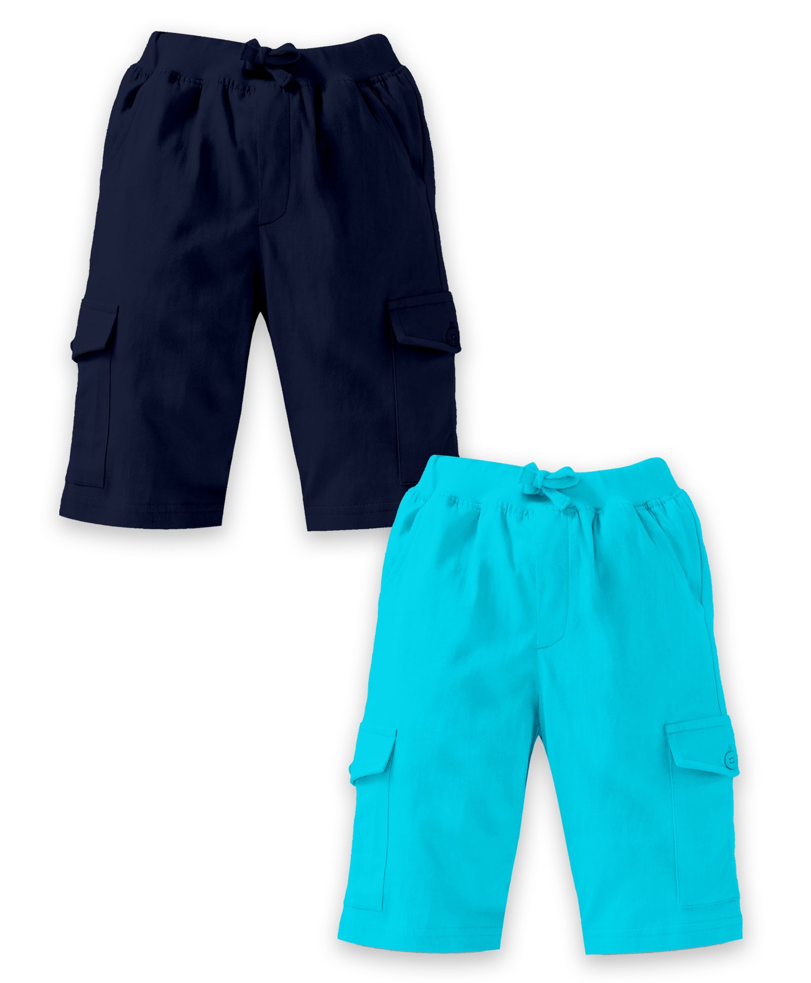 Kiddopanti Pack Of 2 Solid Shorts -  Navy Blue & Aqua Blue-picture-20