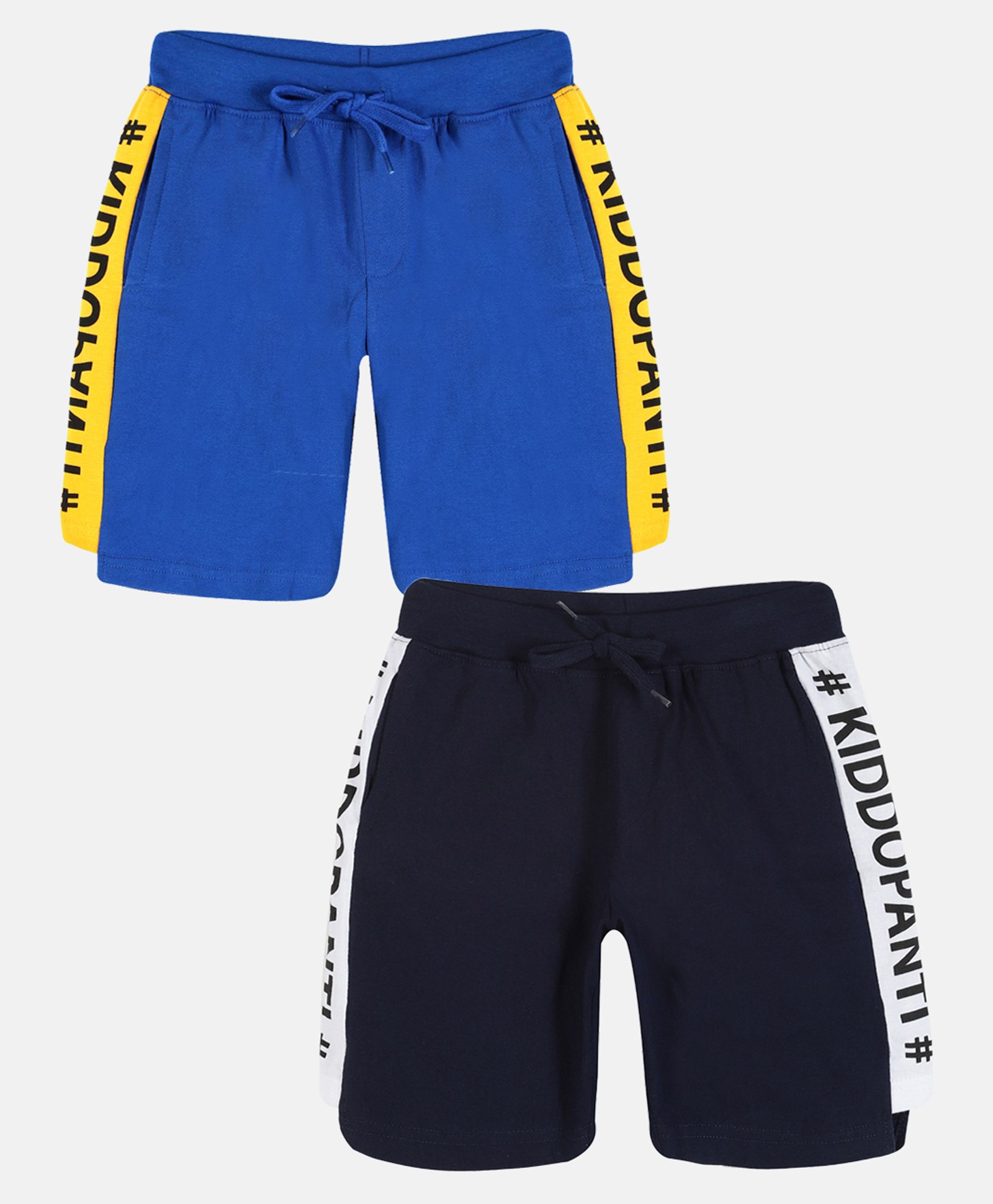 Kiddopanti Pack Of 2 Brand Name Printed Shorts - Blue & Navy Blue-picture-41