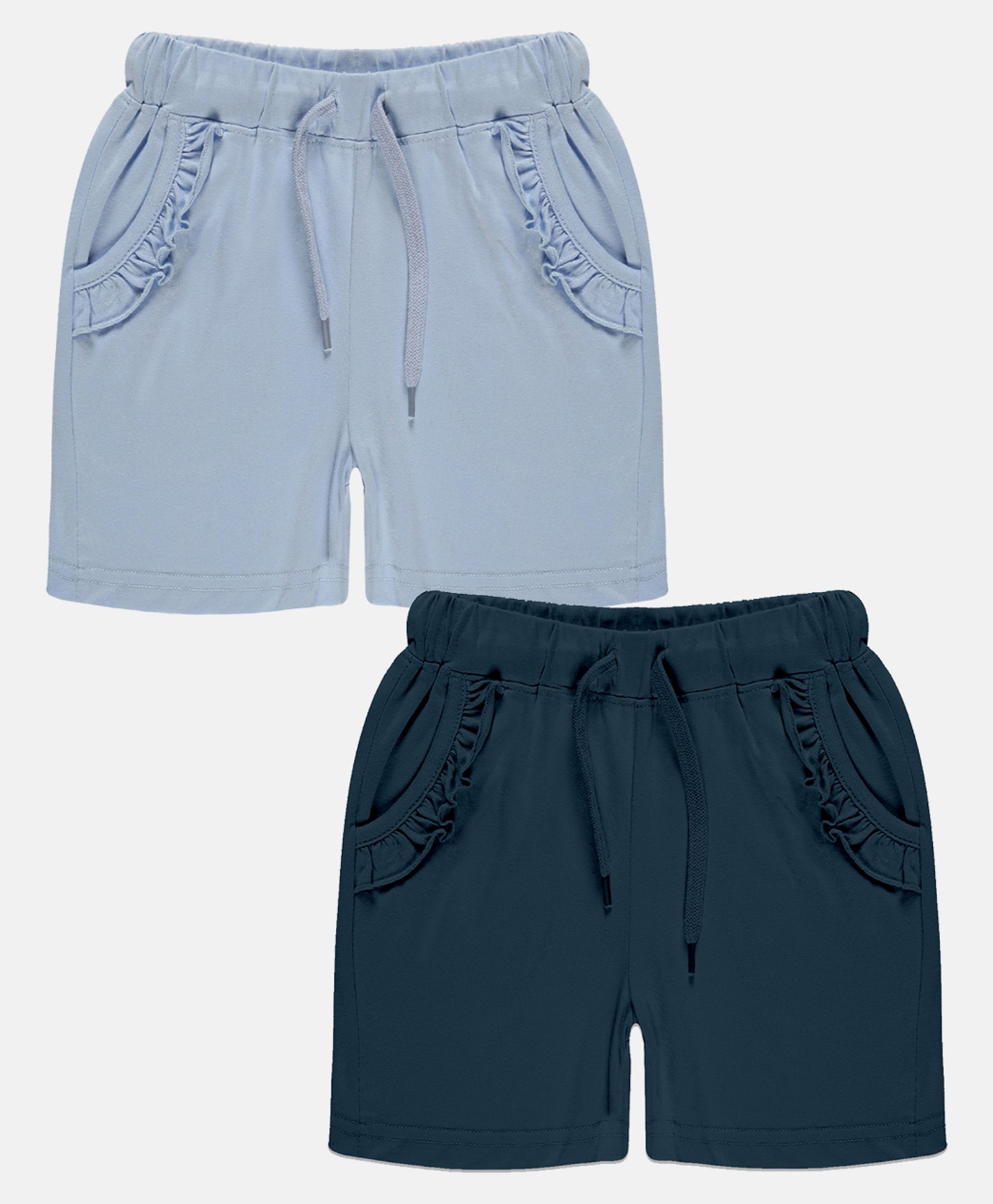 Kiddopanti Pack Of 2 Frill Detailed Solid Shorts - Blue & Navy Blue-picture-18