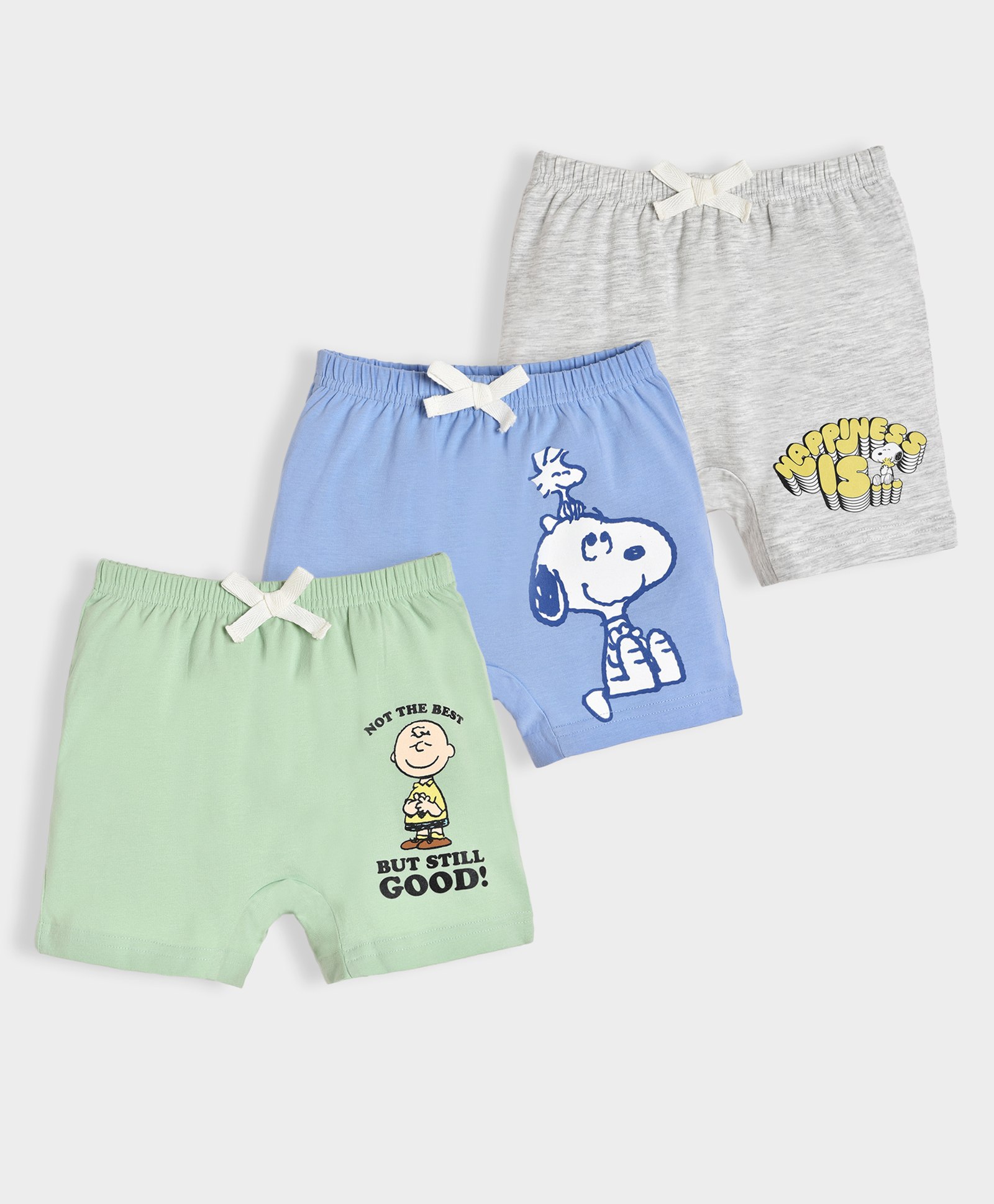 Mi Arcus Cotton Spandex  Pack Of 3 Peanuts Featuring  Snoopy & Boy Printed Shorts - Multi Colour-image-25