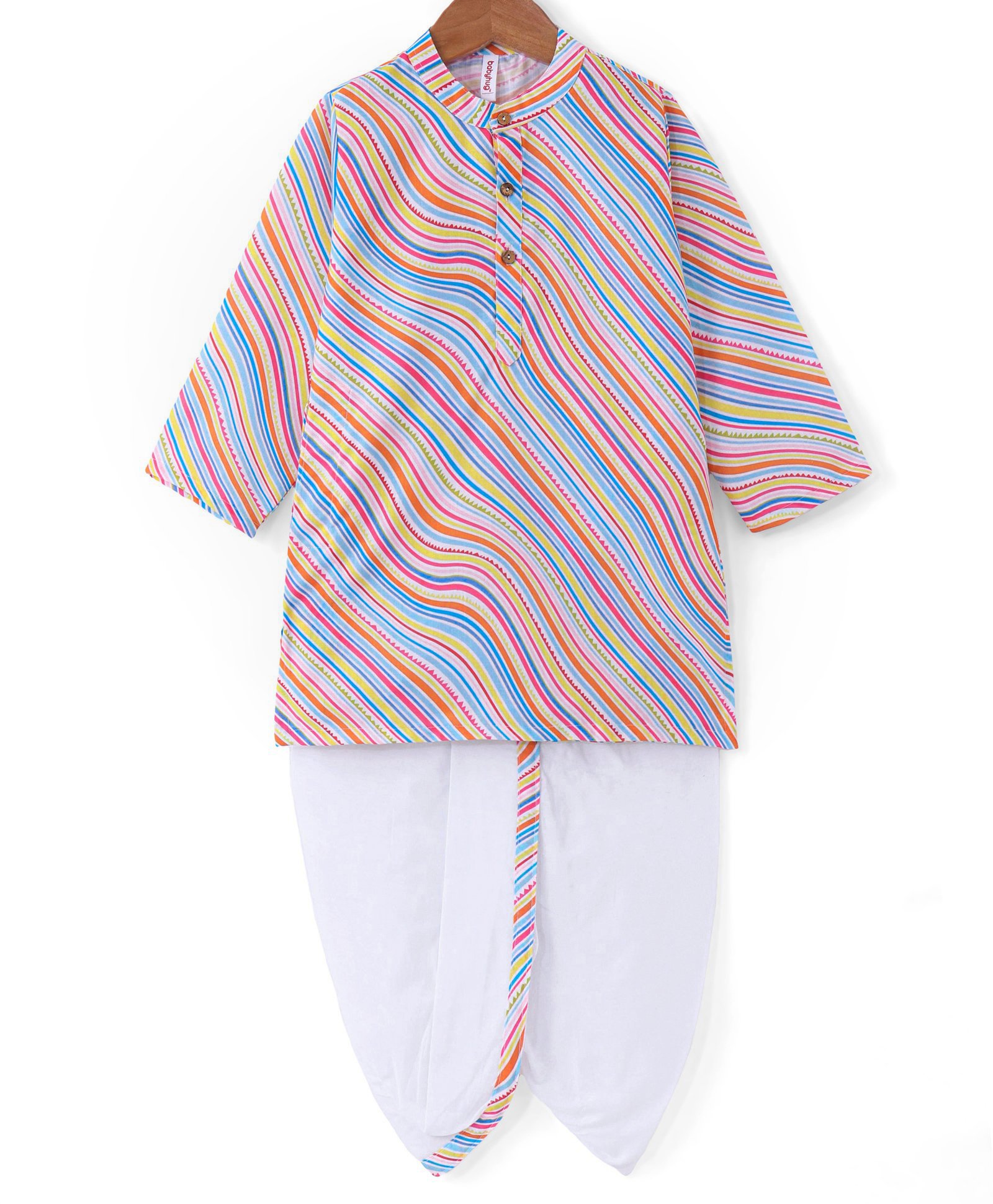 Babyhug Cotton Woven Cambric Printed Kurta & Dhoti Set - Multicolour-image-16