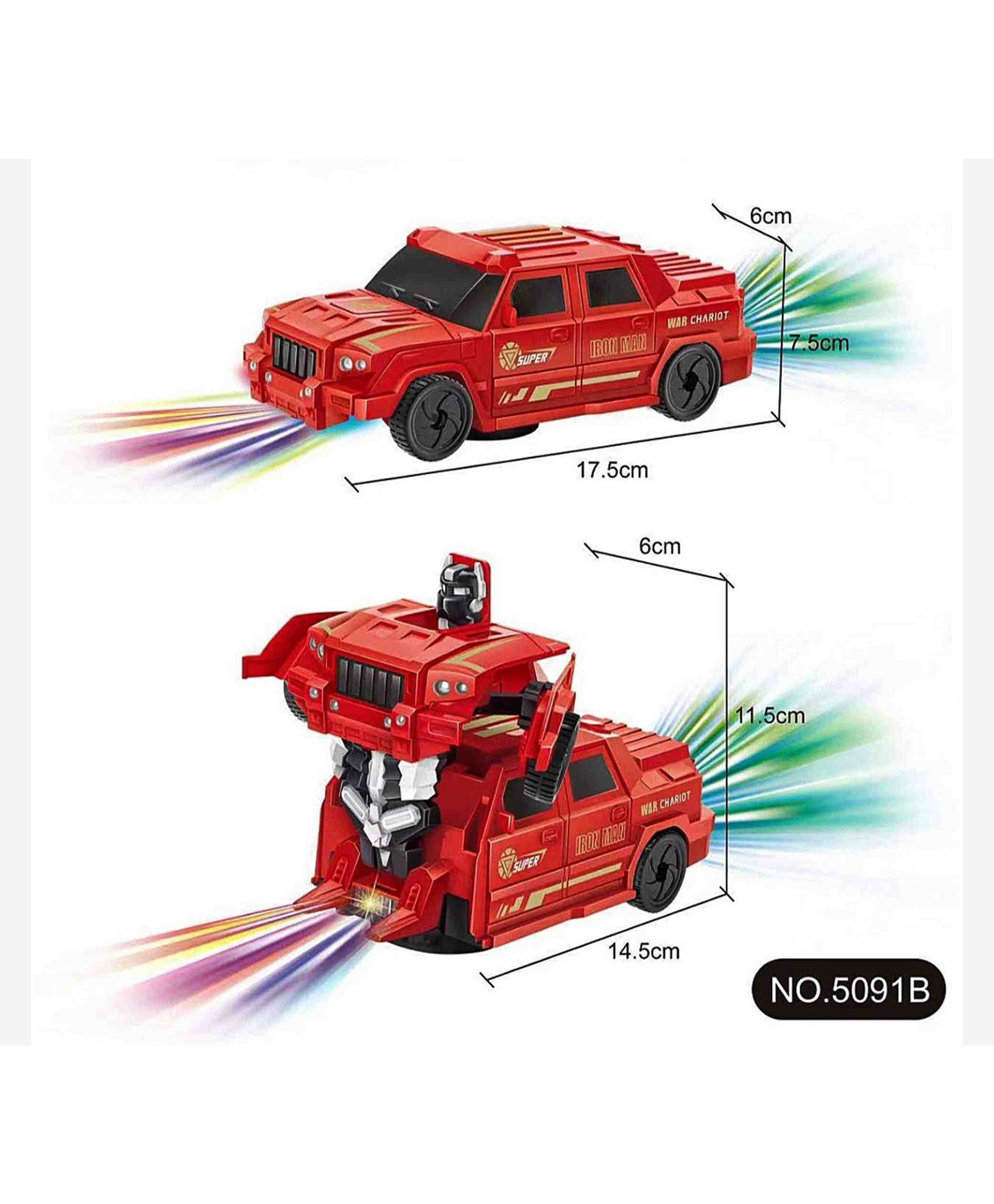 DOMENICO Bump & Go Action 2 in 1 Robot Car Toy with 3D Light and Music Transformer (Color May Vary)-image-49