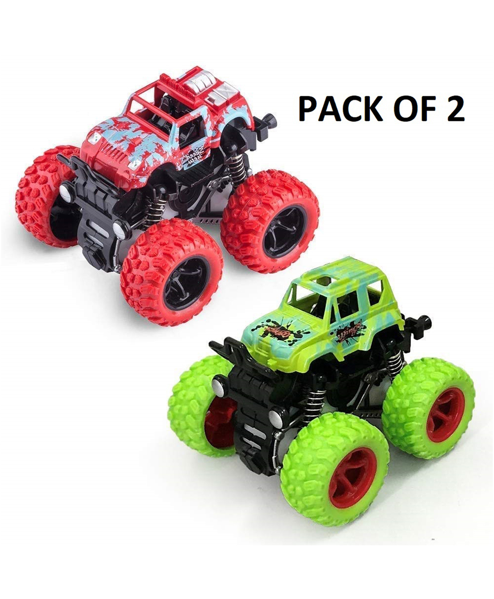 DOMENICO Mini Monster Truck Friction Powered Cars Toys, 360 Degree Stunt 4wd Cars Push go Truck for Toddlers Kids Gift - Random Color Pack of 2-image-21