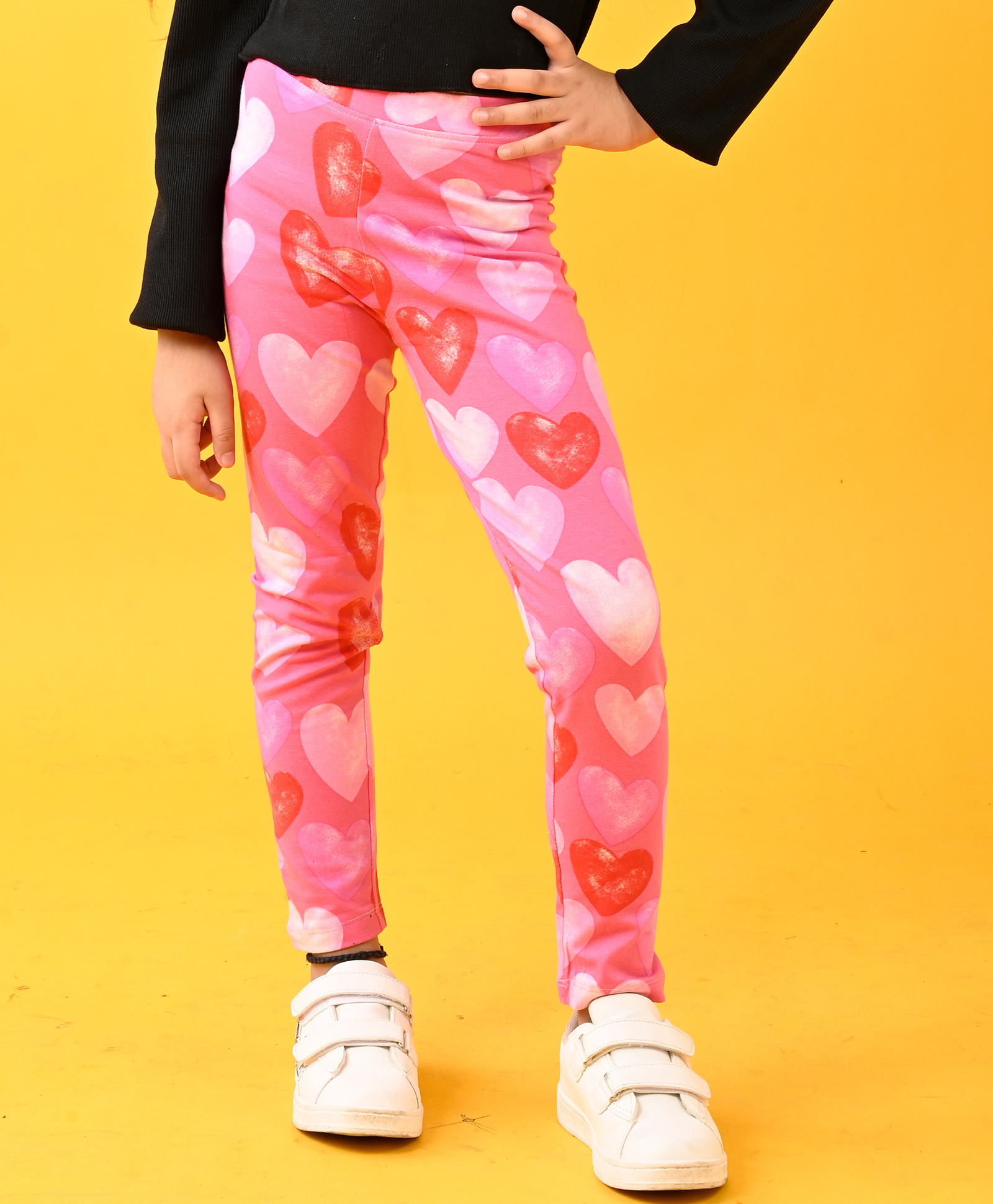 Anthrilo Hearts Printed Leggings - Pink-picture-26