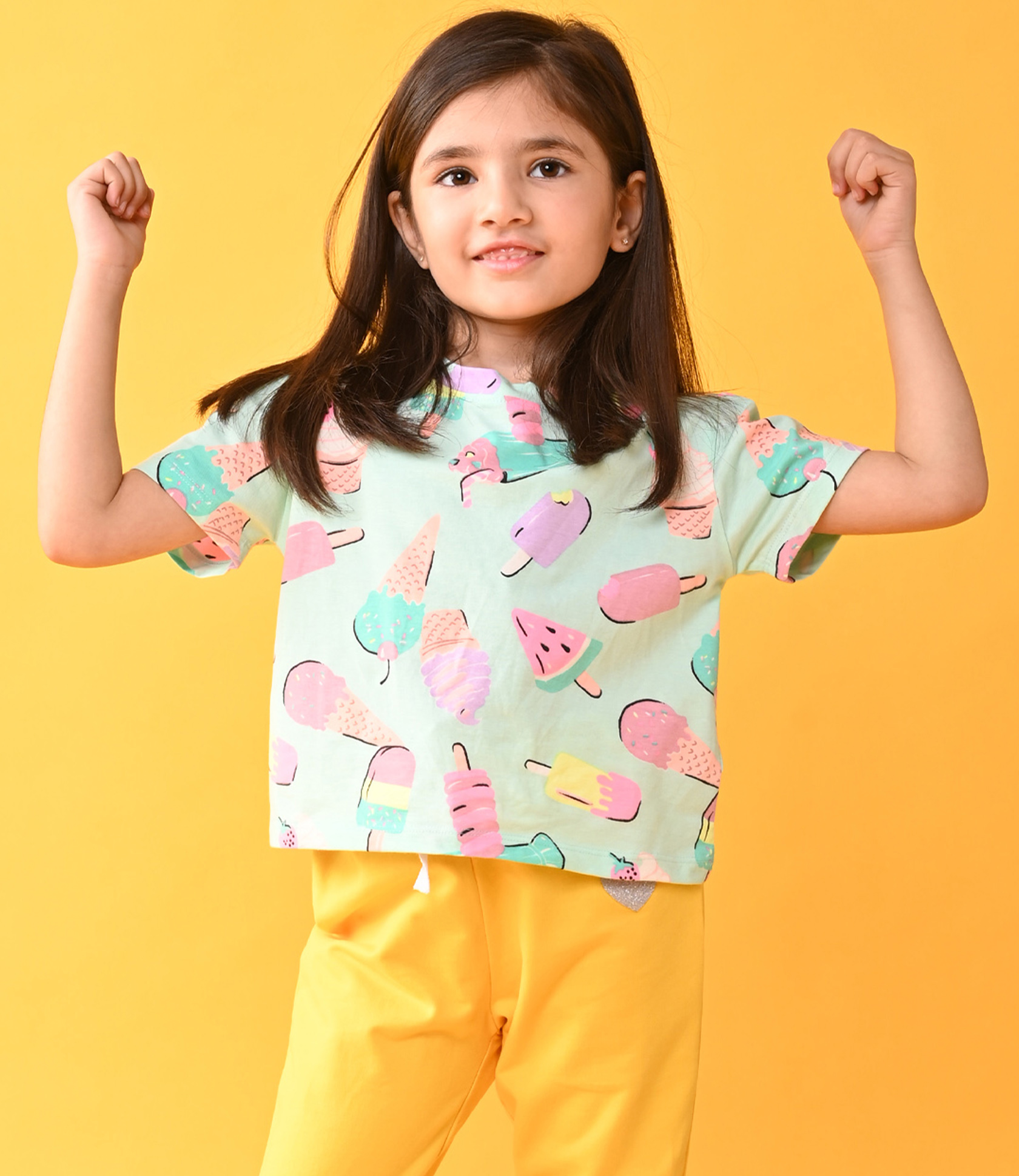 Anthrilo Half Sleeves Ice Creams & Shakes Printed Tee - Aqua Green-picture-32