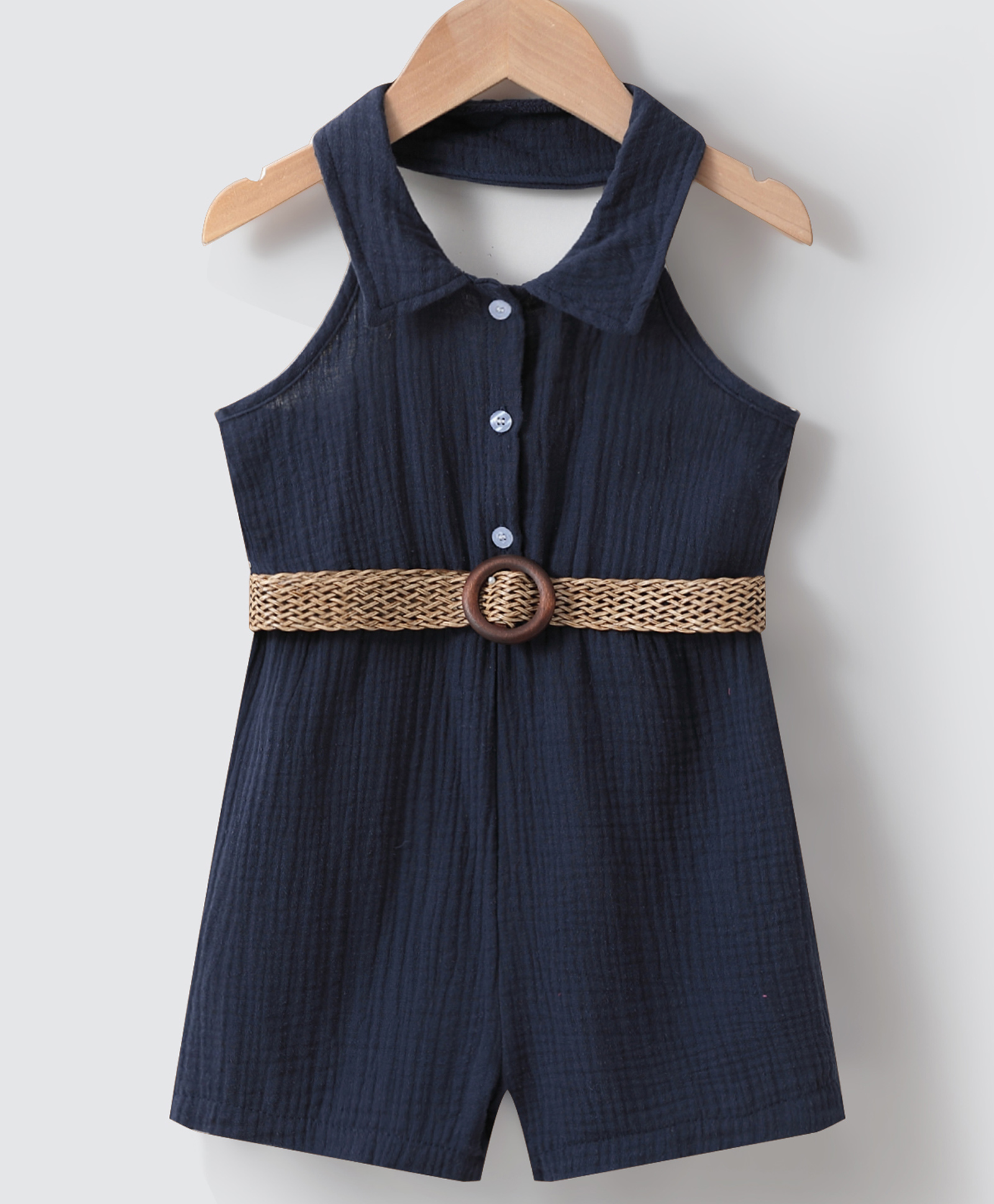 Kookie Kids Sleeveless Halter Neck Jumpsuit Solid Colour - Navy Blue-picture-11