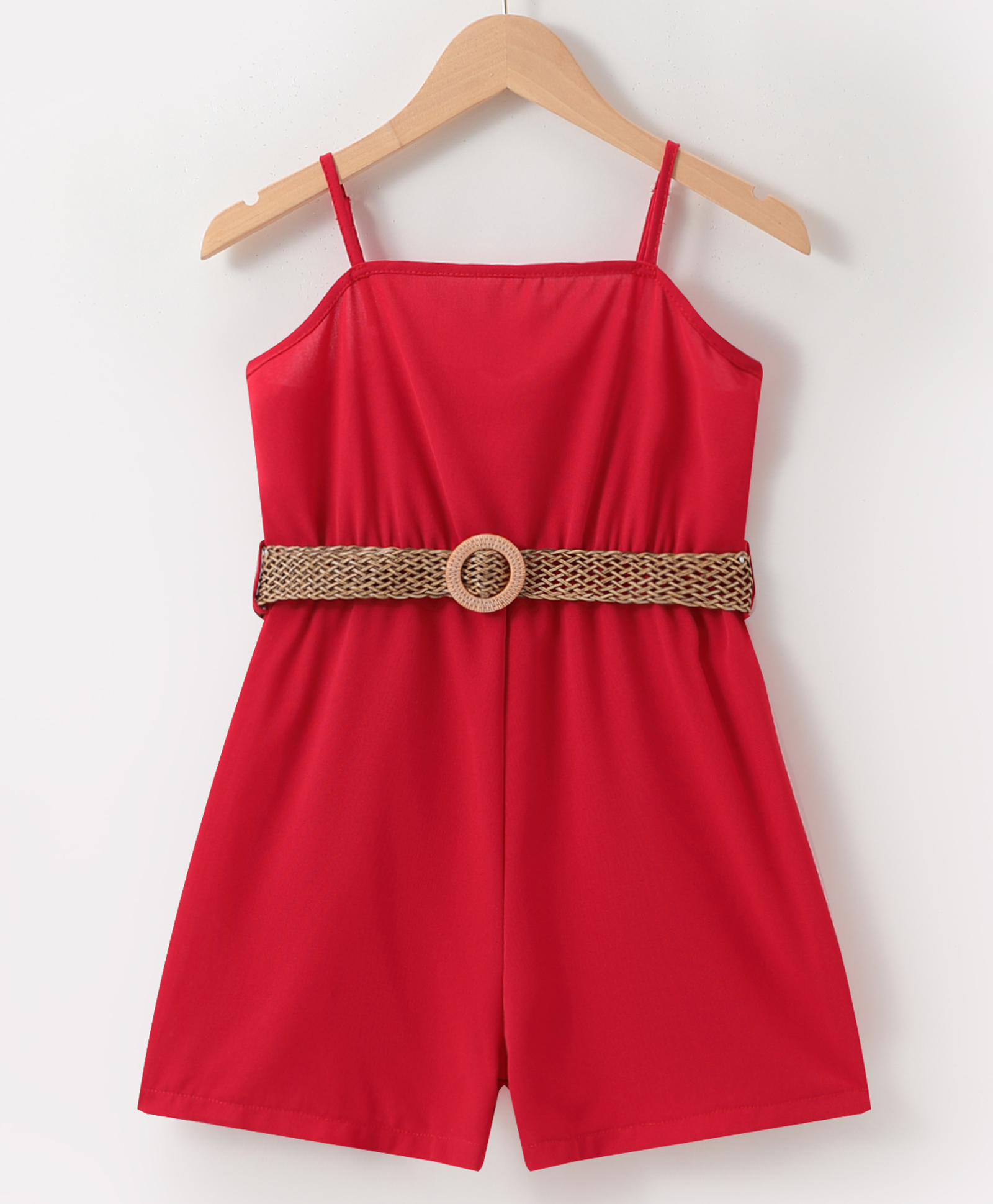 Kookie Kids Sleeveless Jumpsuit Solid Colour - Red-picture-15