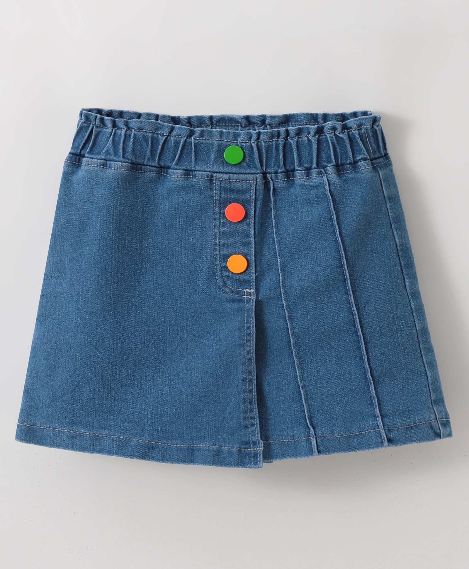 Kookie Kids Denim Solid Skort with Button Applique - Blue-picture-12