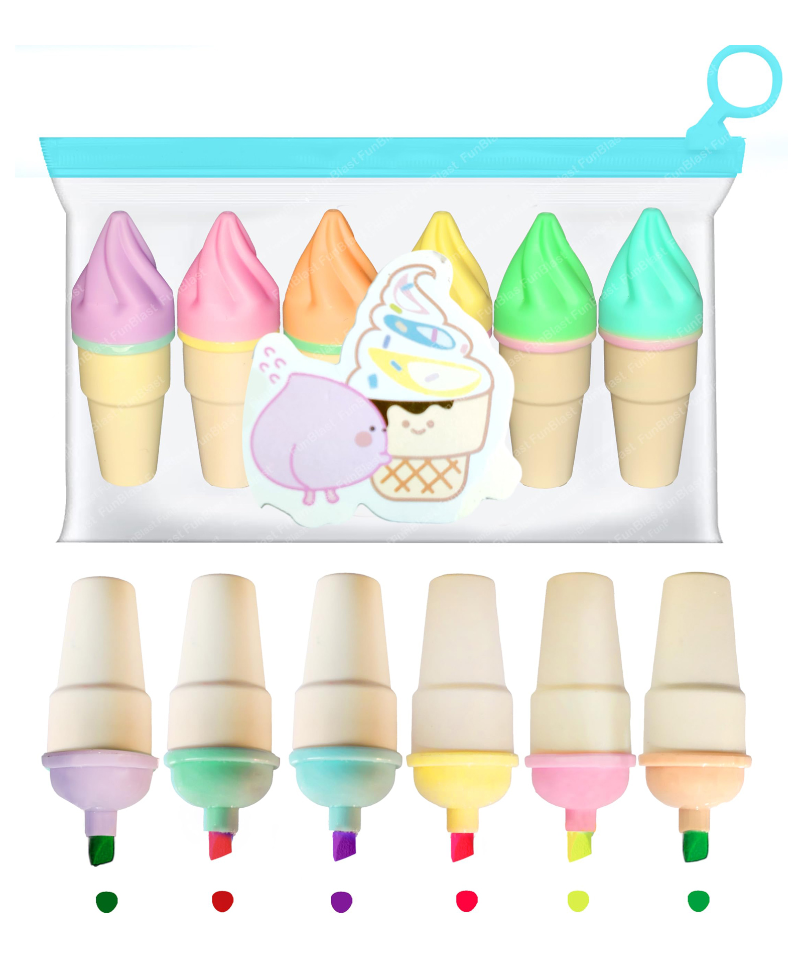 FunBlast Cone Shaped Highlighter Pens  6 Pcs Multicolor-image-27