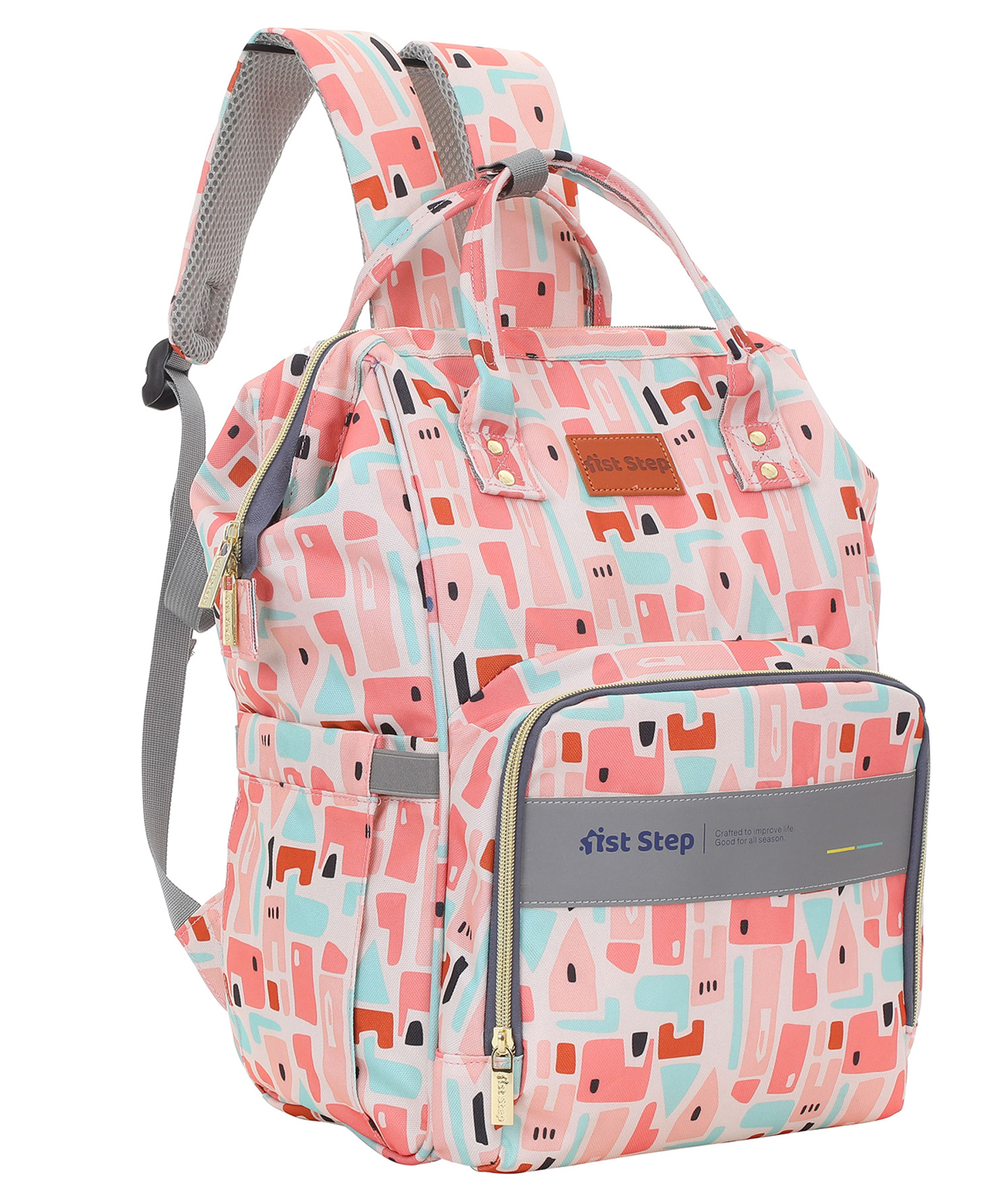 1st Step Smart And Multi-Functional Diaper Bag Backpack Diaper Bag (Pink)-picture-11
