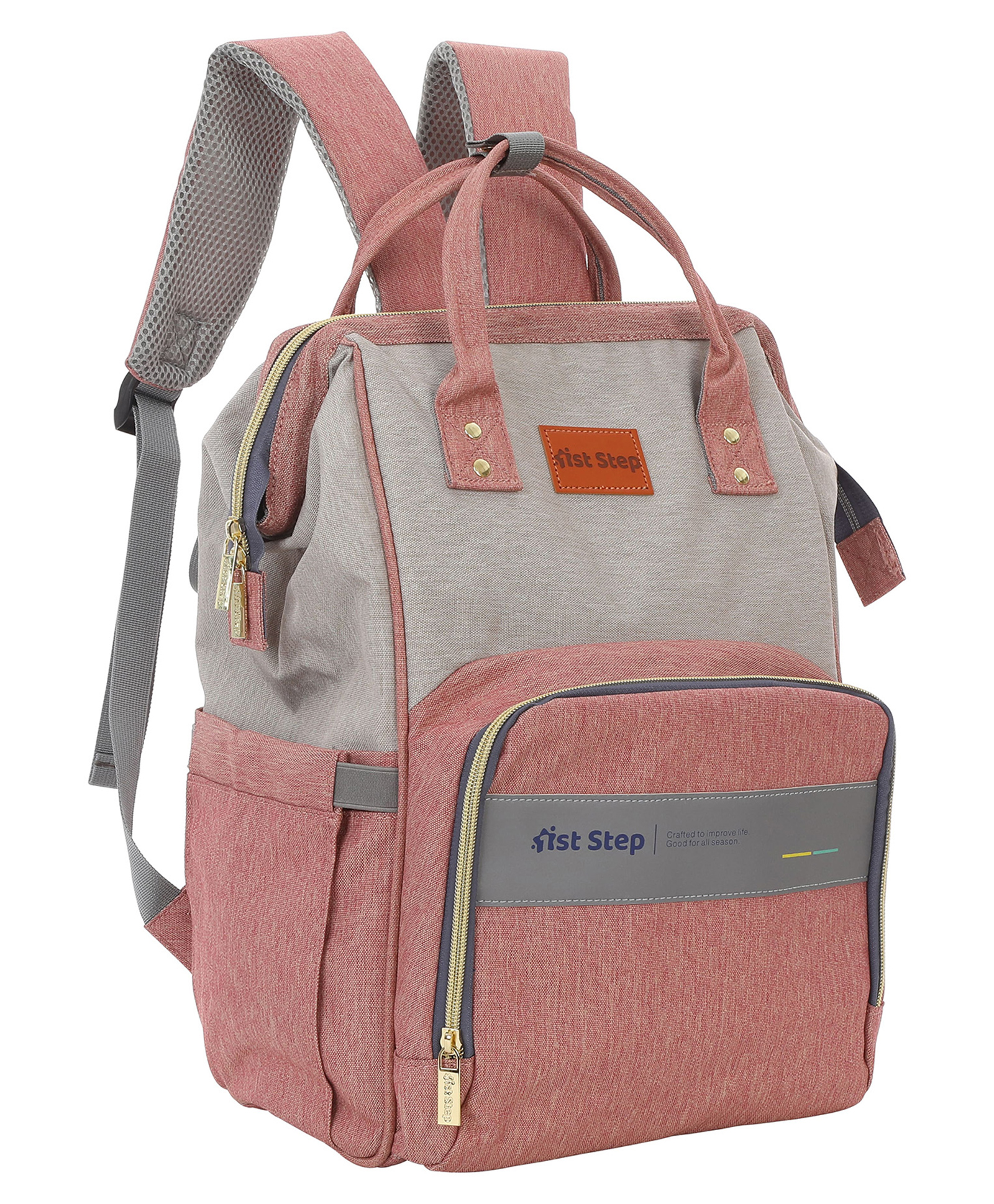 1st Step Smart And Multi-Functional Diaper Bag Backpack Diaper Bag (Pink)-picture-34