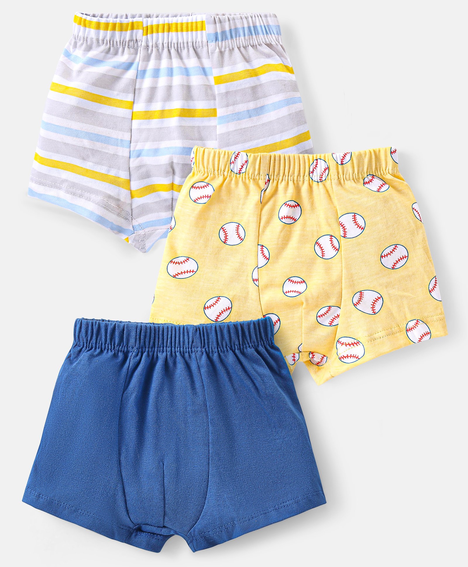 Babyhug 100% Cotton Trunk with Stripes & Baseball Print Pack Of 3 - Multicolor-image-27
