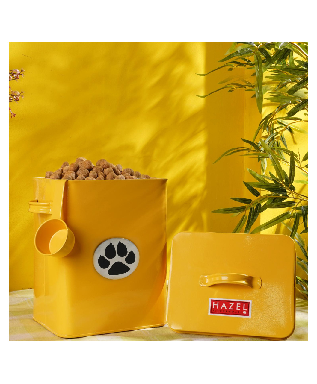 HAZEL Metal Multipurpose Containers for Dog Food | Pet Food Conatiner with Lid, 6600 ml, Yellow-picture-33