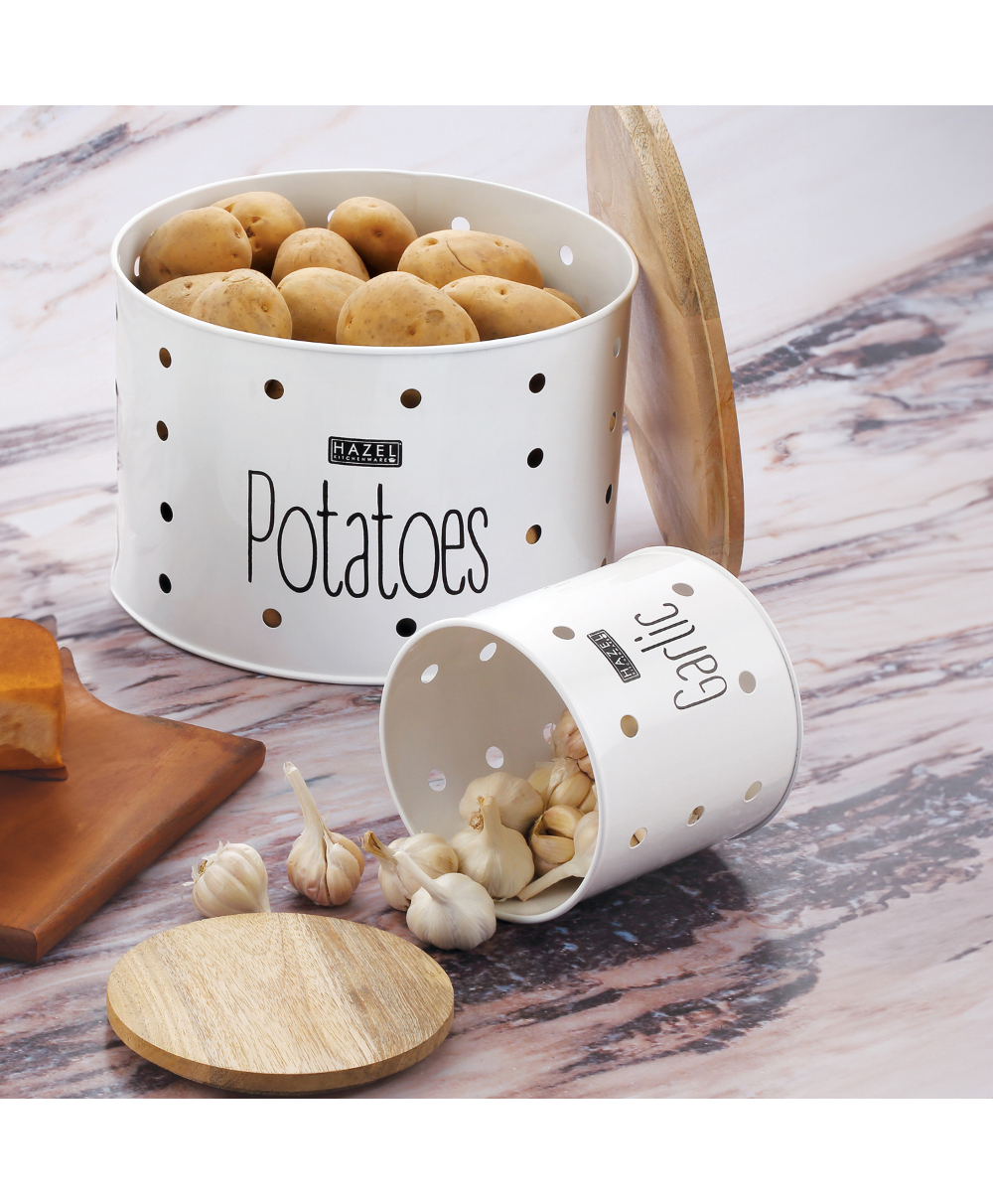 HAZEL Garlic & Potato Storage Containers Potato Garlic Containers for Storage, Set of 2-picture-35