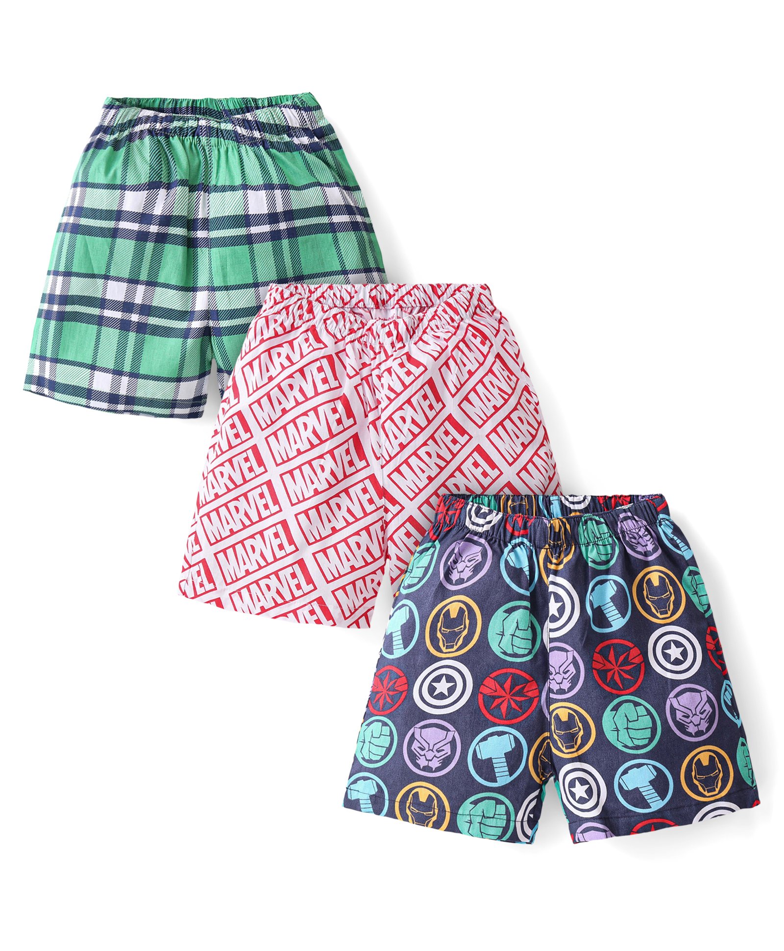 Babyhug Marvel Cotton Knit With Avengers Print Boxers Pack of 3 - Multicolour-image-10