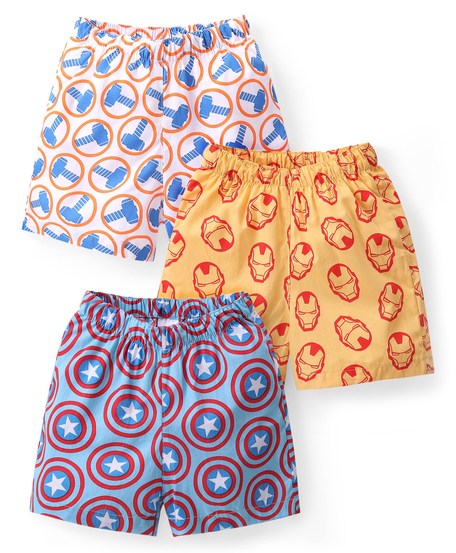 Babyhug Marvel Cotton Woven Boxers With Avengers Print Pack of 3 - Multicolor-image-46