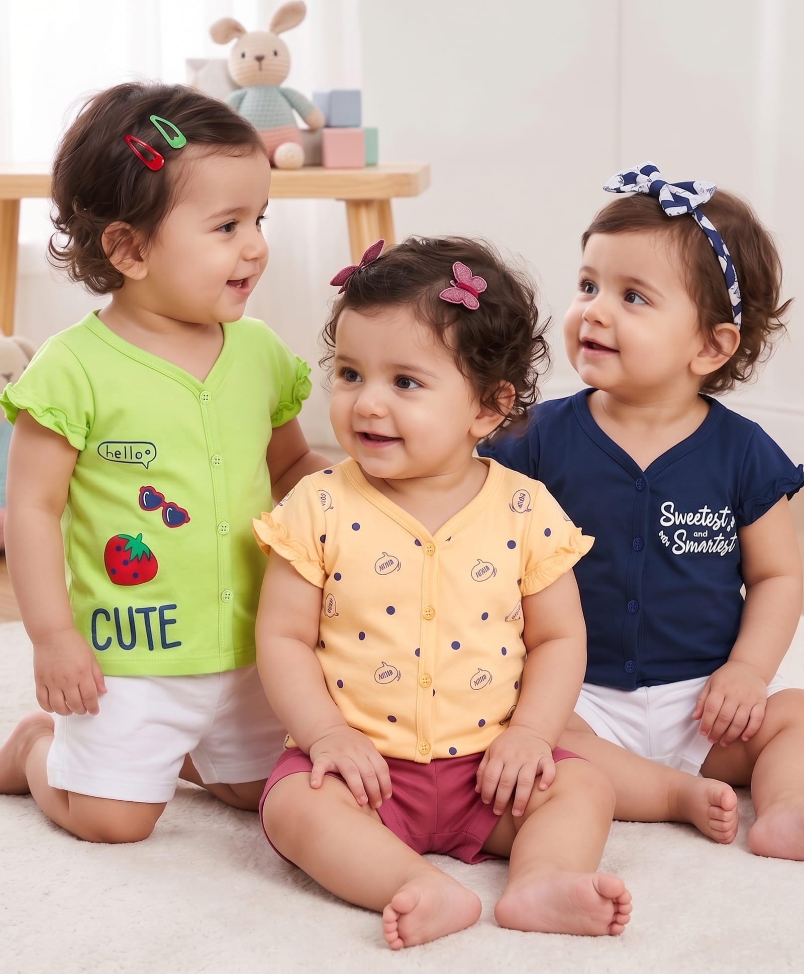 Doodle Poodle 100% Cotton Single Jersey Cap Sleeves Jhablas Text Print Pack of 3 - Multicolour-picture-8