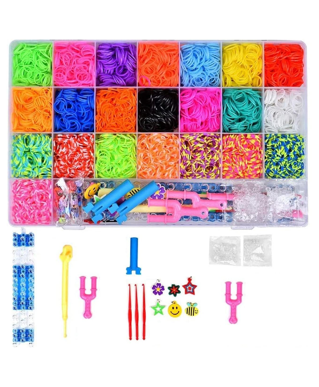 ji & ja Ji and Ja Creative Rainbow Rubber Loom Bands Kit and Friendship Bracelet Making with 4200 Looms Toys for Kids Charms, Hooks, Beads, Crochet, Loom, Clips Accessories Craft Set-picture-11