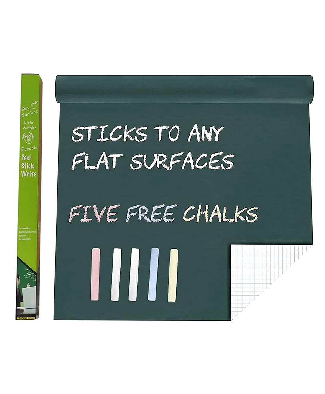 Ji and Ja Green Board Vinyl Wall Sticker Removable Decal Chalkboard Self-Adhesive Wall Sticker Wall Paper Blackboard Wall Decals for School,Office, Home (45 X 200 cm)-image-4