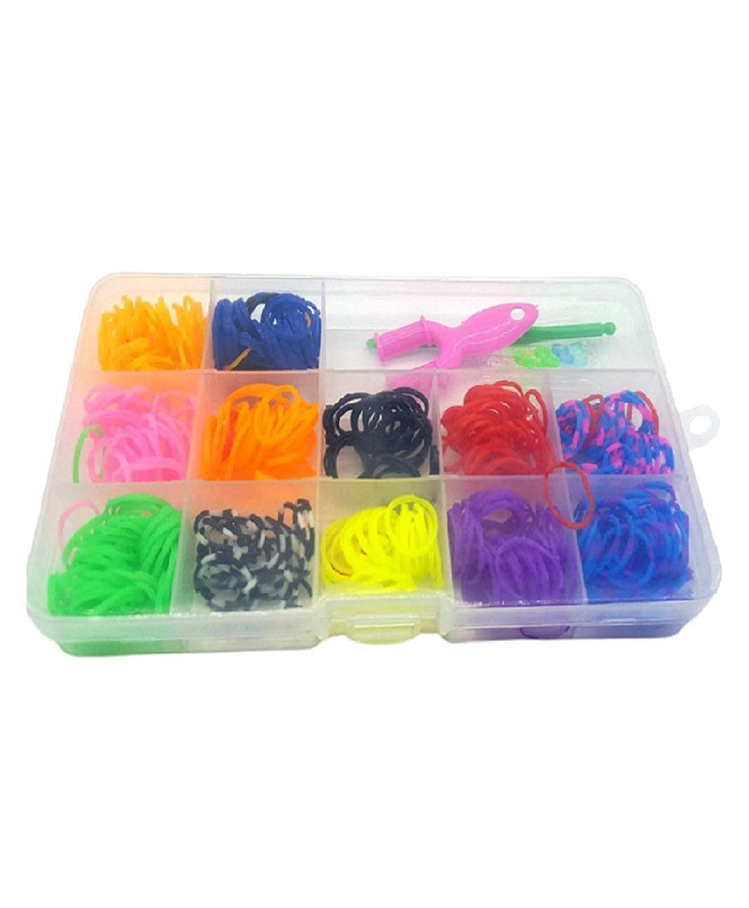 Ji and Ja Mini Pack 600Pcs 11 Colors Refill Rubber Bands Clips Diy Loom Bracelet Kit (Random Shape), Multi-coloured-image-21