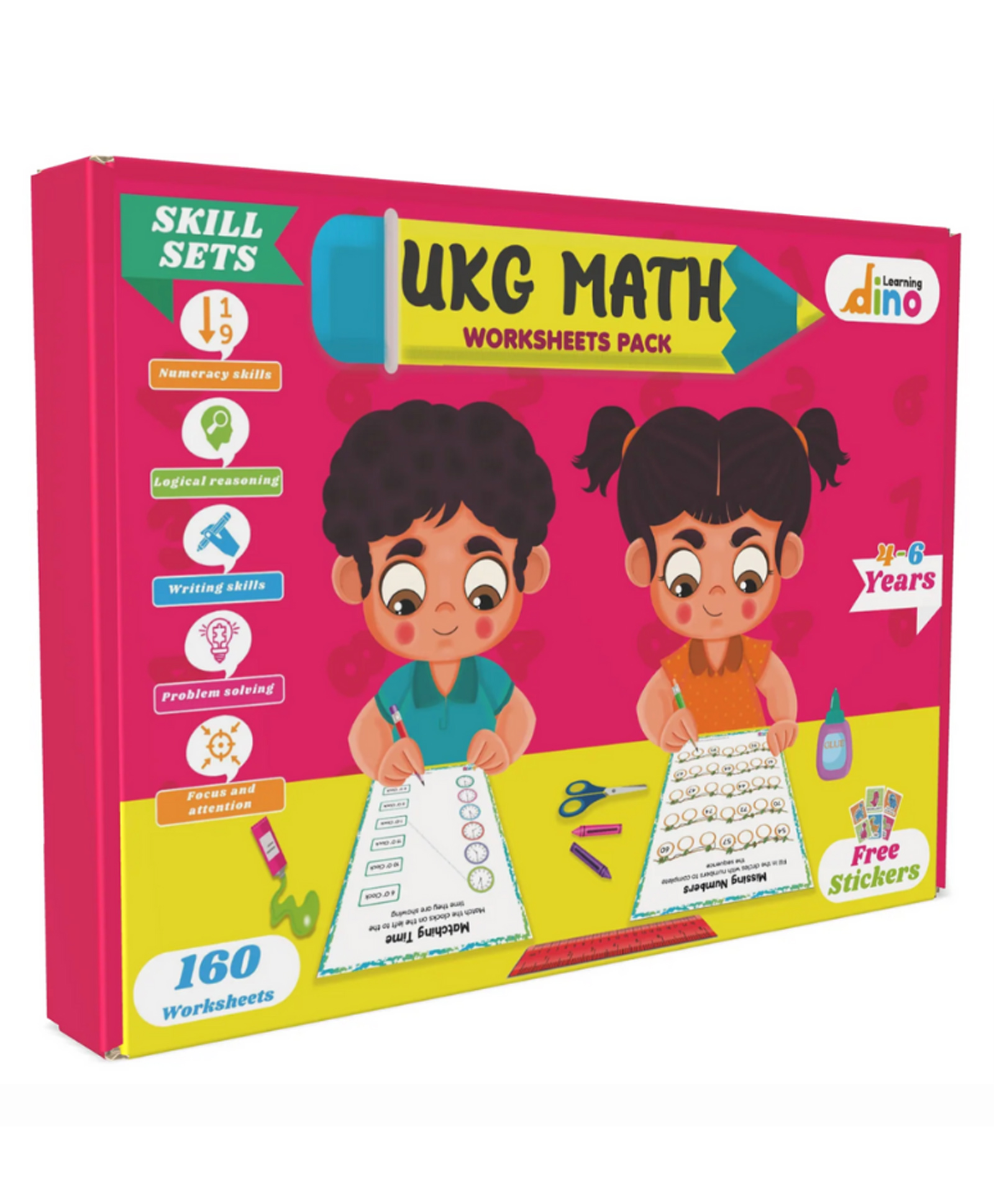 UKG Math Activity Worksheets, English - 160 Worksheets