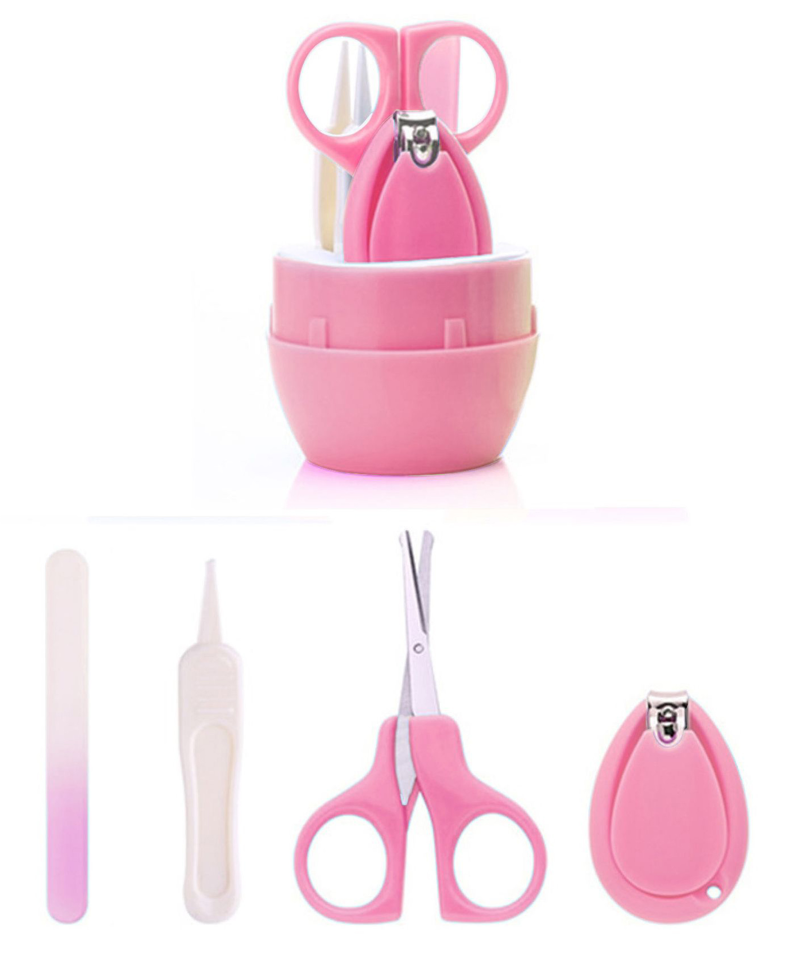 DOMENICO Portable Baby Care Grooming Kit Pack of 4 - Pink-picture-1