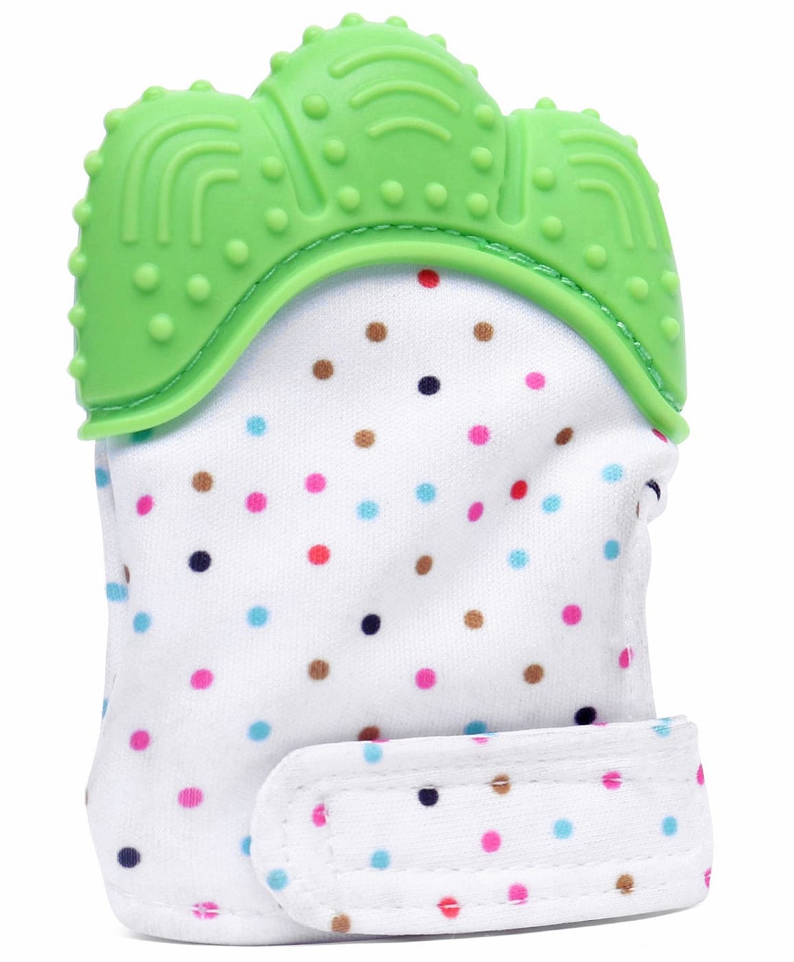 DOMENICO Silicone Teether Mitten Glove Polka Dot Print - Green-image-39