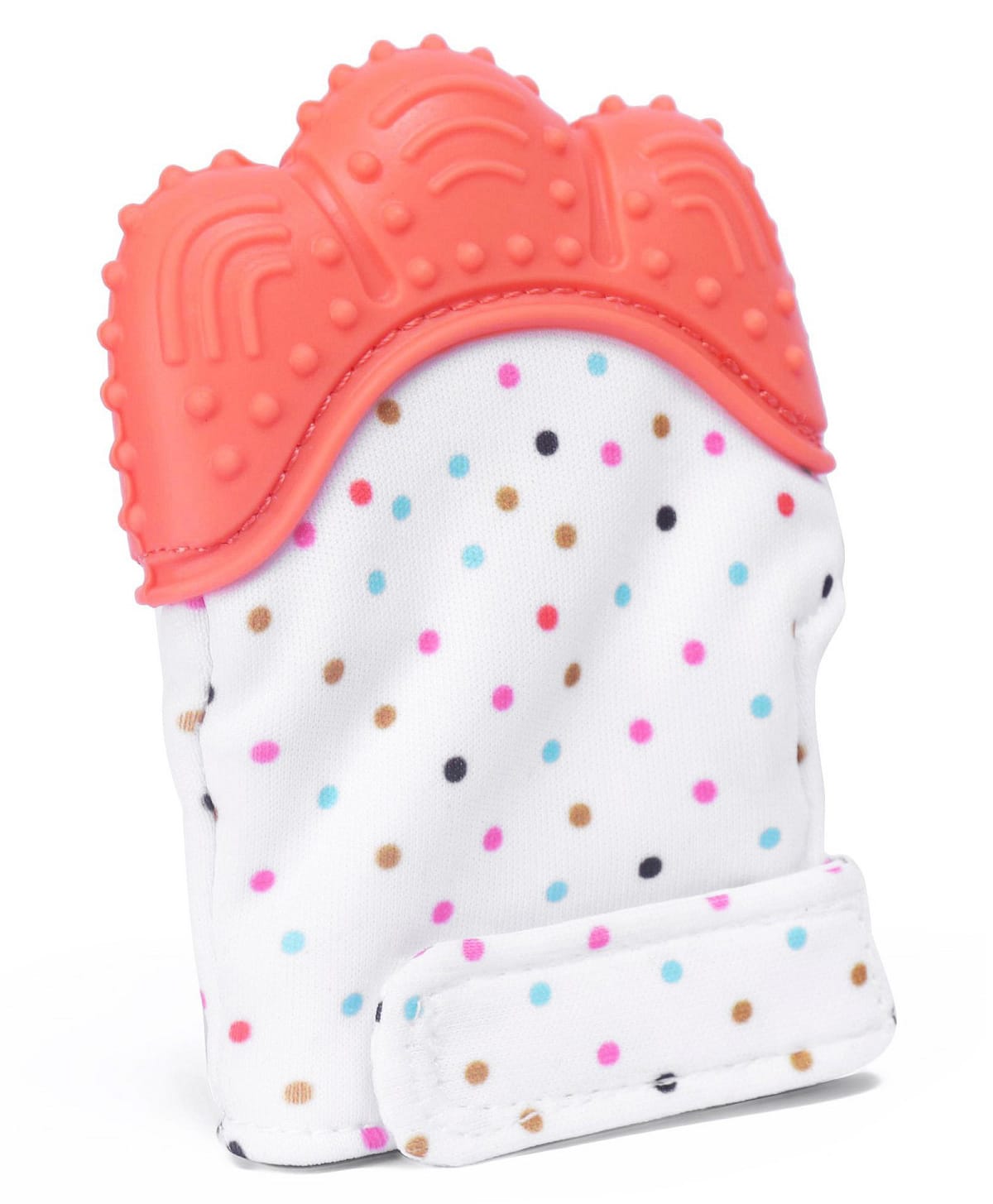 DOMENICO Silicone Teether Mitten Glove Polka Dot Print - Orange-image-25