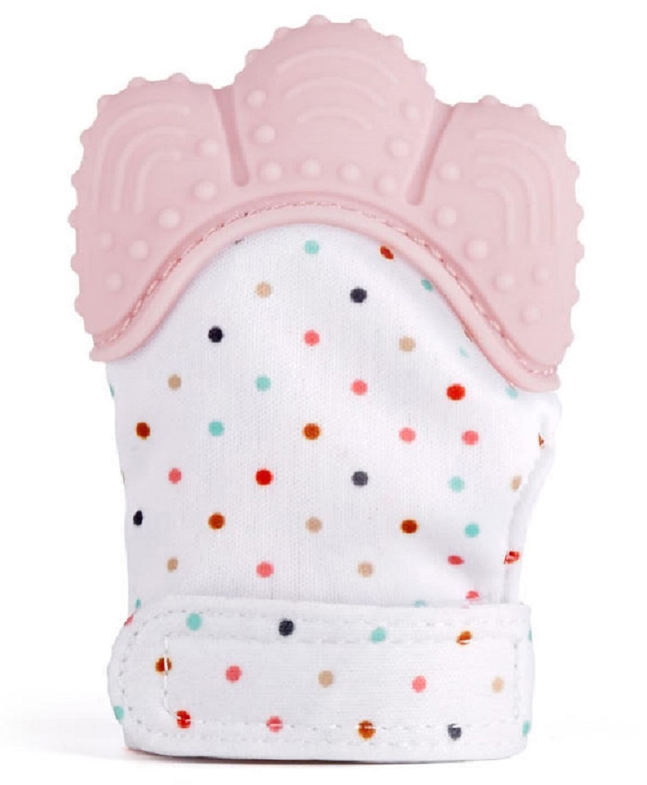 DOMENICO Silicone Teether Mitten Glove Polka Dot Print - Pink-image-47