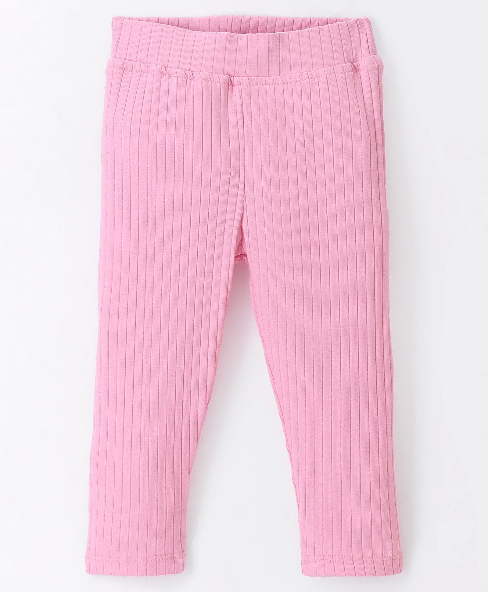 Little Kangaroos Woven Full Length Solid Color Ribbed Leggings - Pink-picture-27