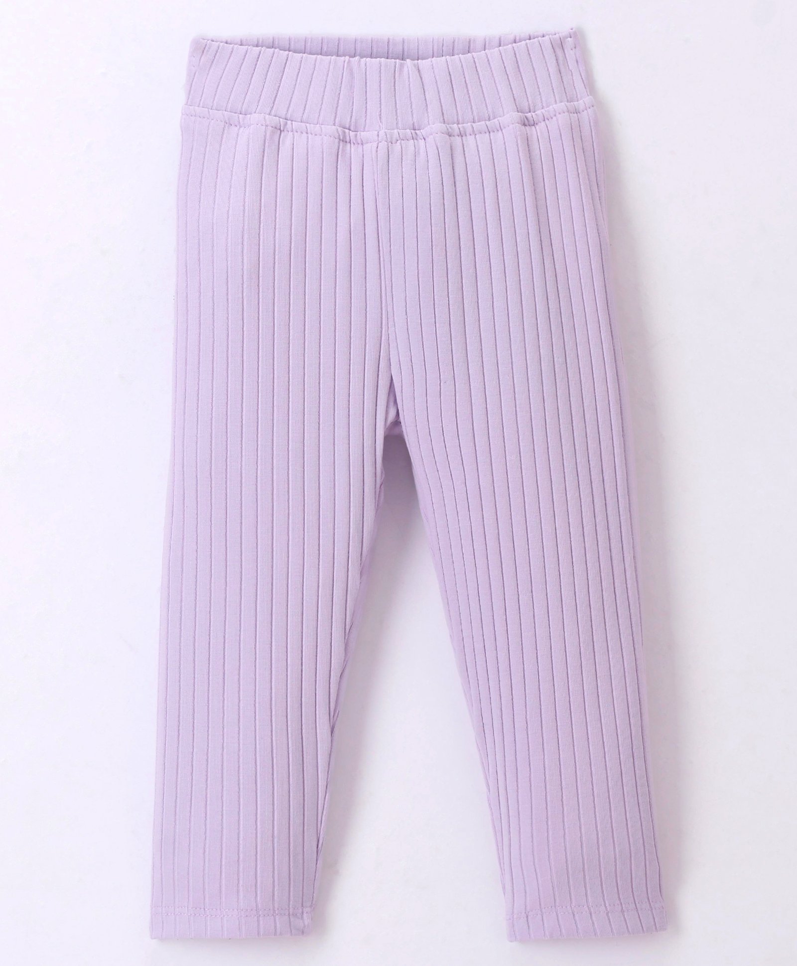 Little Kangaroos Woven Full Length Solid Color Ribbed Leggings - Purple-picture-29