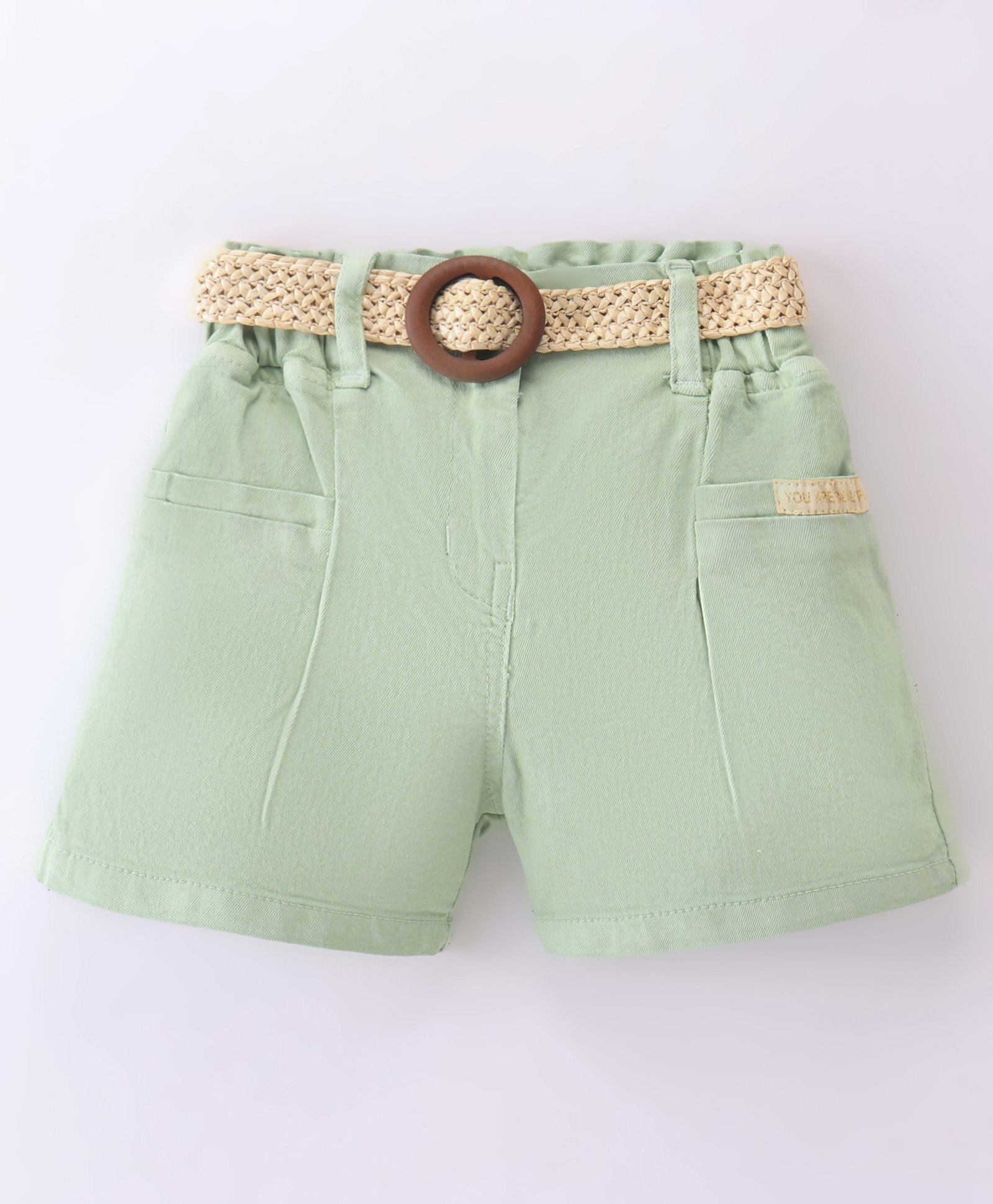 Little Kangaroos Cotton Knit Solid Color Shorts- Pista-picture-28