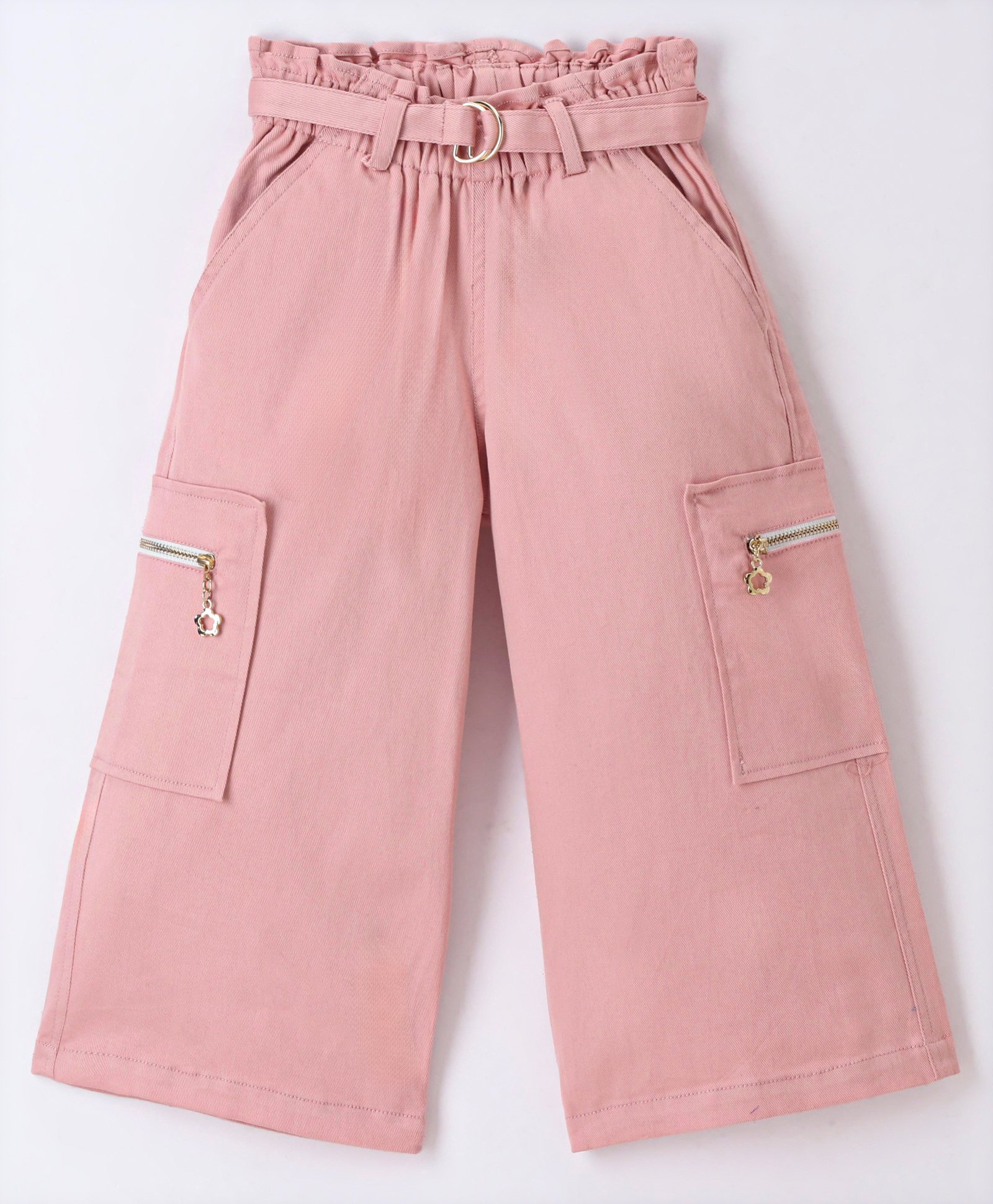Little Kangaroos Cotton Woven Full Length Palazzo Solid Colour - Pink-picture-26