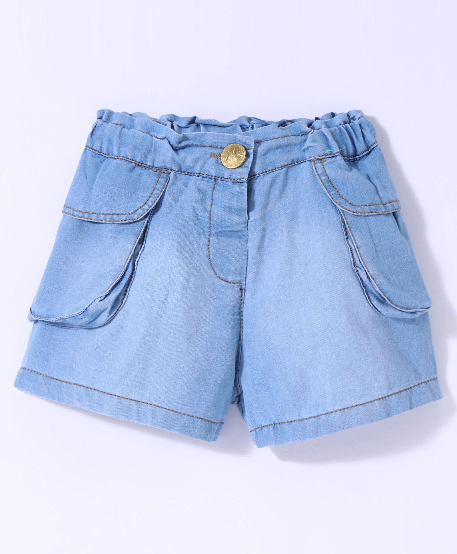 Little Kangaroos Cotton Woven Washed Denim Shorts - Light Blue-image-11