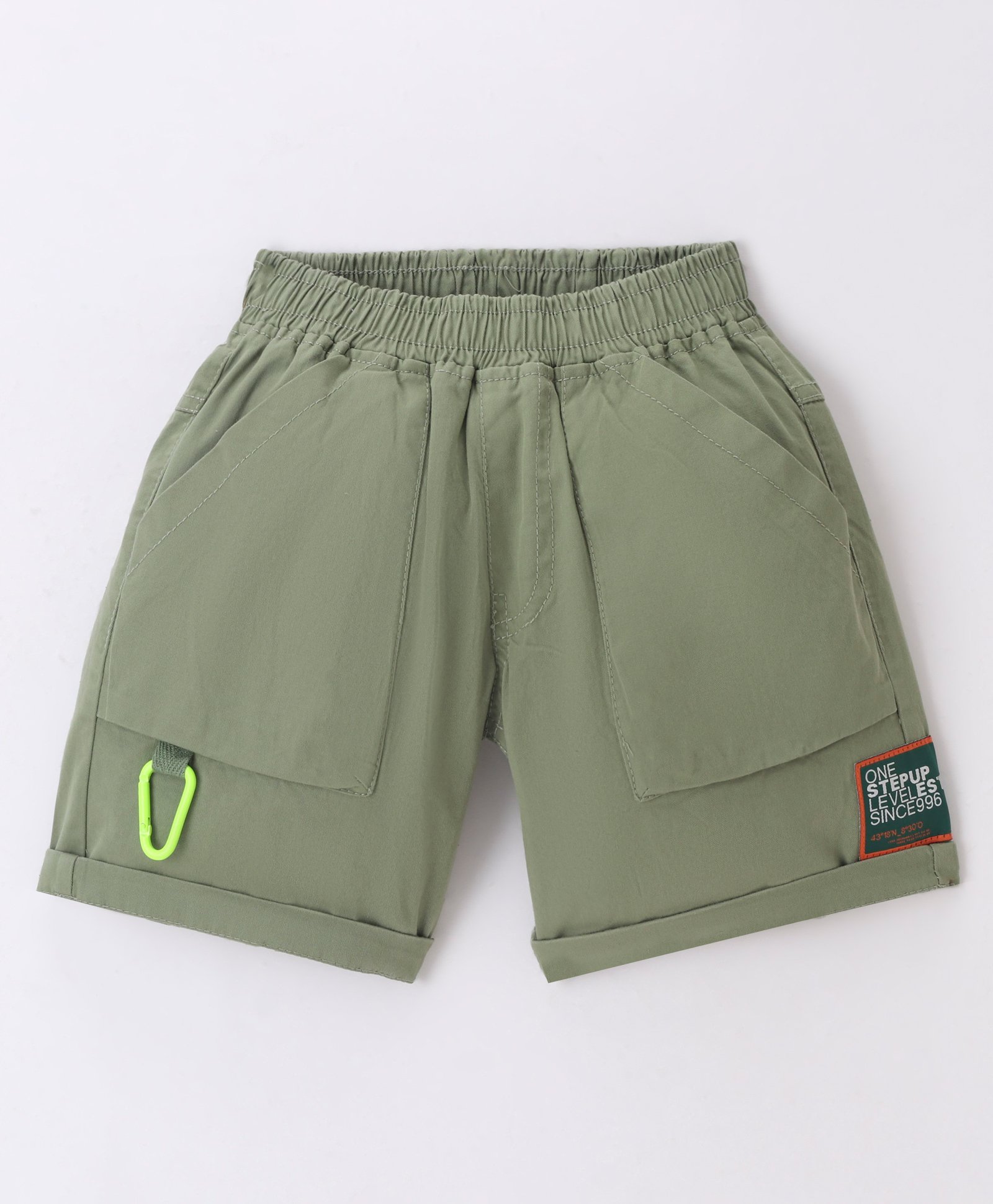 Little Kangaroos Cotton Knit Above Knee Length Shorts Solid Colour - Green-picture-13